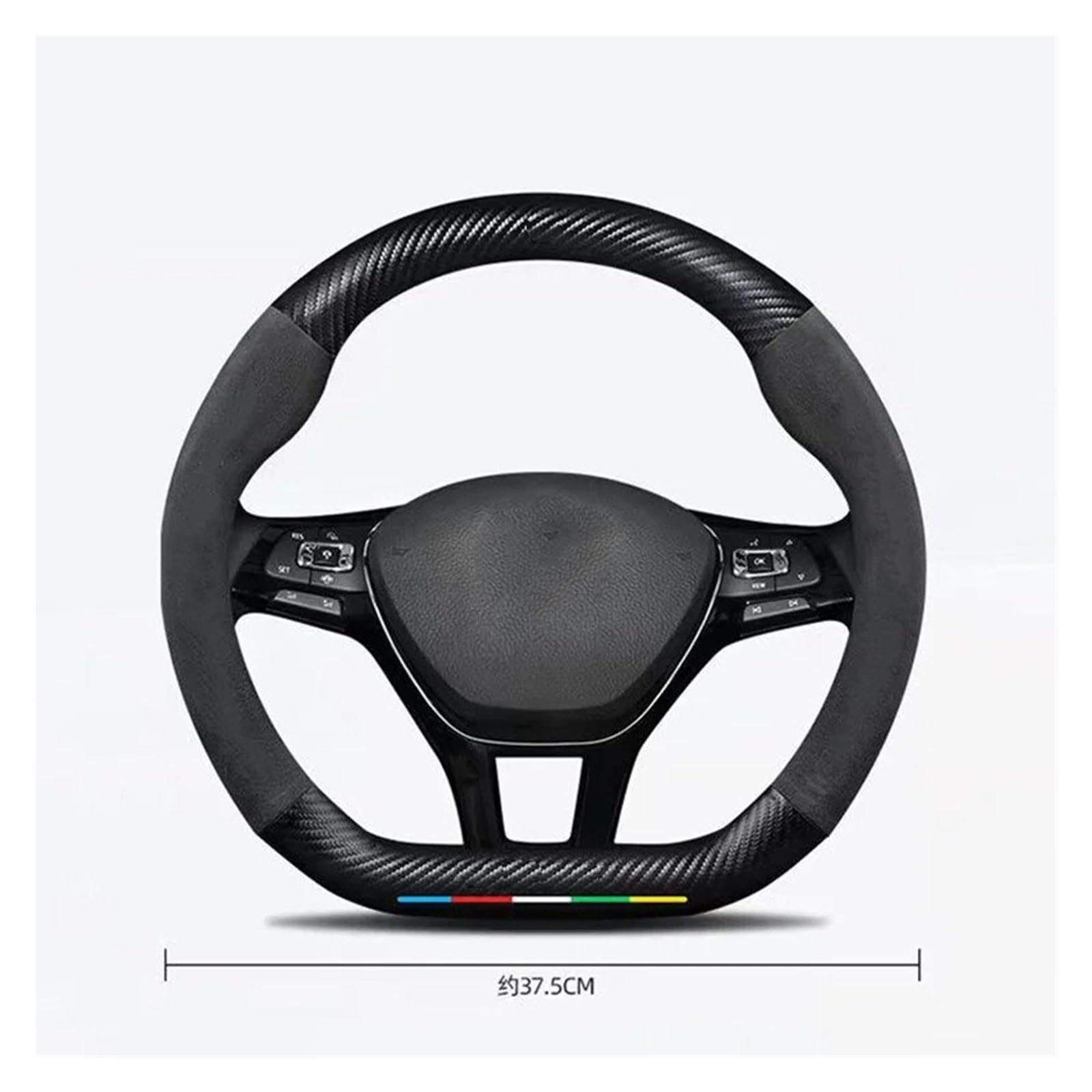 Lenkrad Bezug Lenkradschutz Lenkradbezug Für VW Für Passat Für Golf Für GTI Für Käfer Für Tiguan Für Touareg Für Polo Für T-ROC Für Jetta Für T-Cross(O Style Black)
