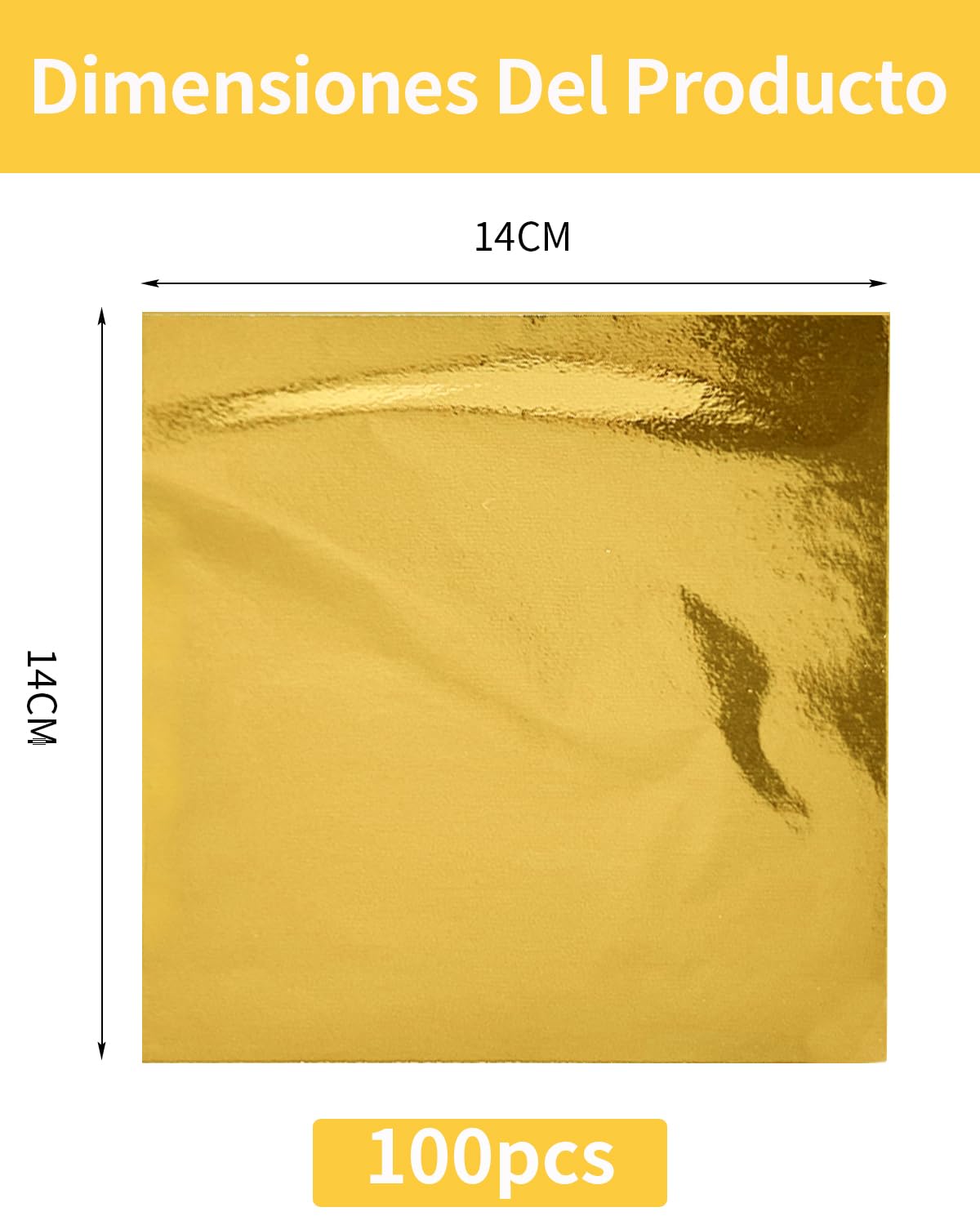 Hojas de Oro – Pack de 100 Hojas Grandes 14 x 14 cm para Artes, Manualidades, DIY, Dorado, Pintura, Scrapbooking, Decoración del Hogar, Muebles, Uñas y Proyectos Creativos