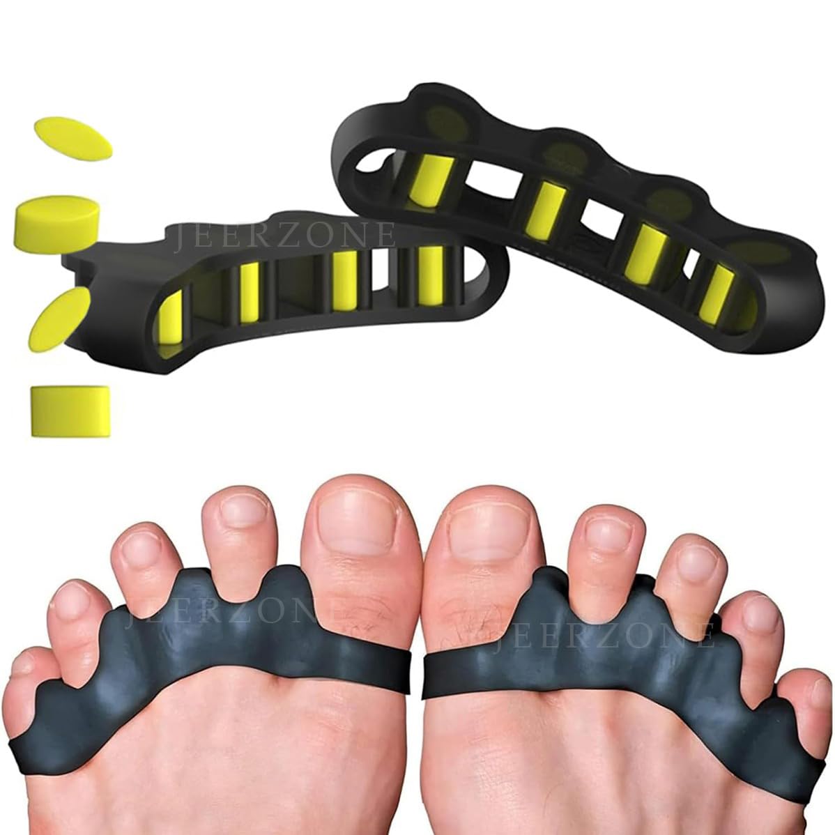 Toe Separator for Feet Toe Spacers Correct Toes Yoga Silicone Hammer Toe Corrector for Women & Men Correct Toe Straighteners for Overlapping Toes (Toe Separator,1 PAIR (2 PCS)) (BLACK)