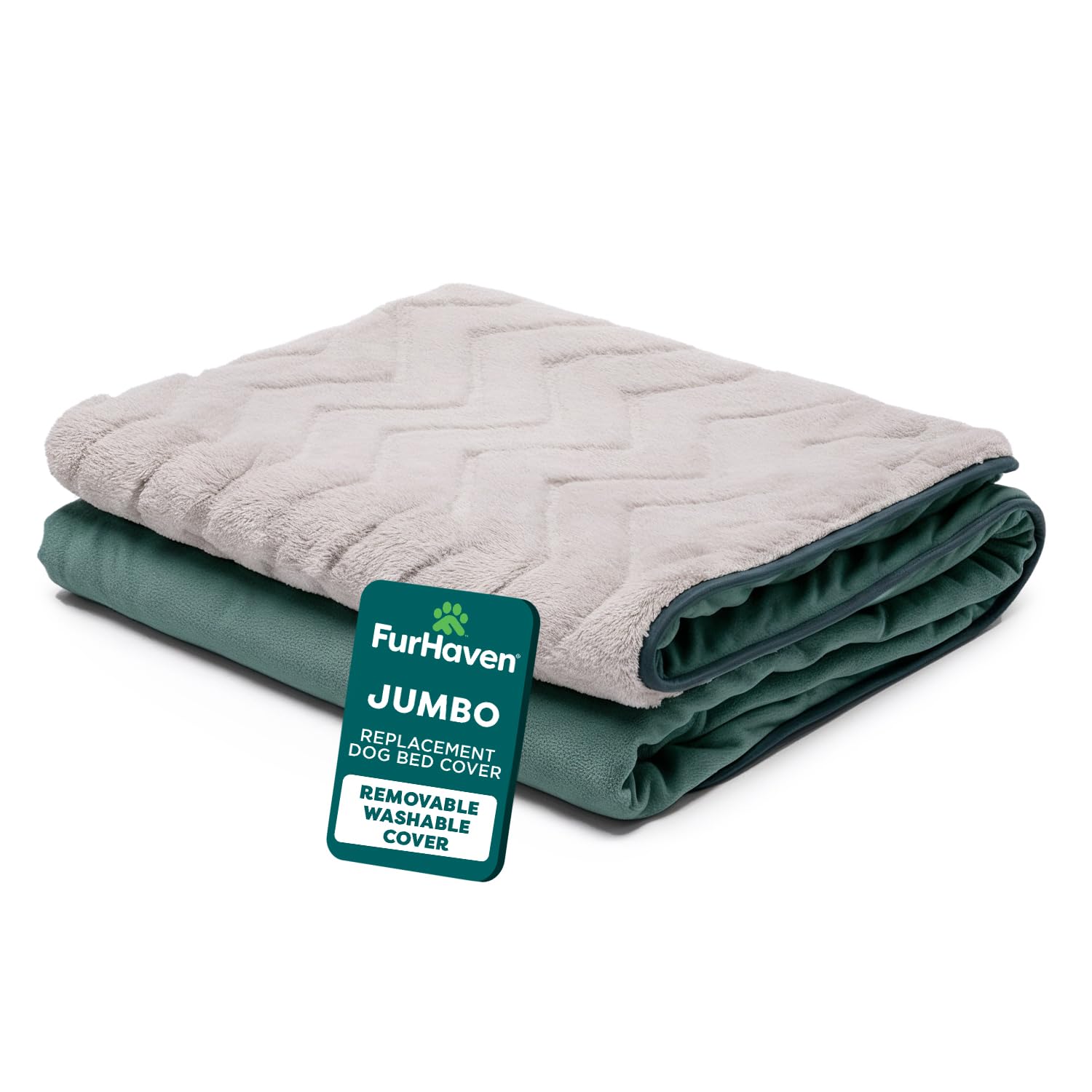 FurHaven Replacement Pet Bed Cover - Plush Velvet Waves Perfect Comfort Sofa Washable Dog Bed Cover, Celadon Green, Jumbo (X-Large) โ image 1