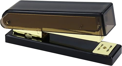 Buqoo Engrapadora negra para escritorio resistente grapadora de escritorio acrílico dorado alta capacidad sin esfuerzo grapadora para oficina Negro