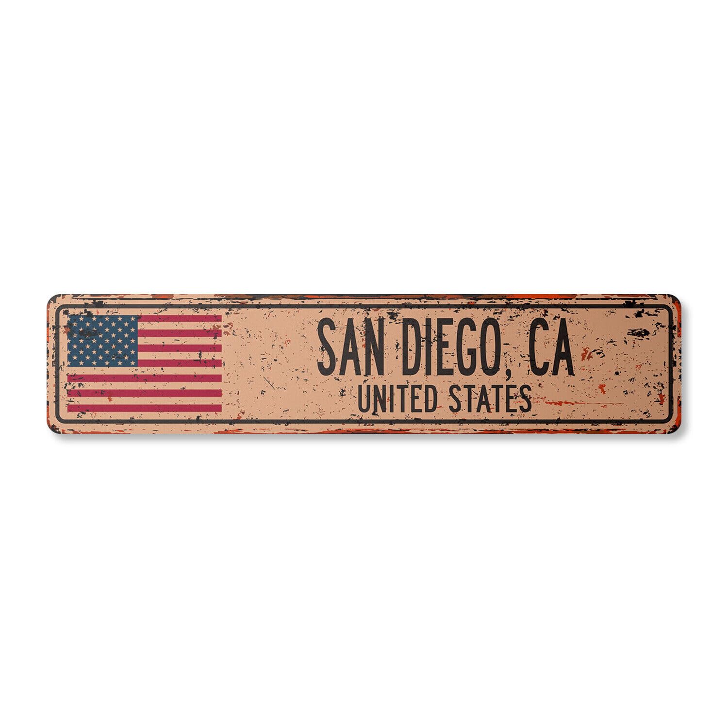 Yaasimoule Metal San Diego Ca United States Vintage Street Sign American Flag City Country Rustic