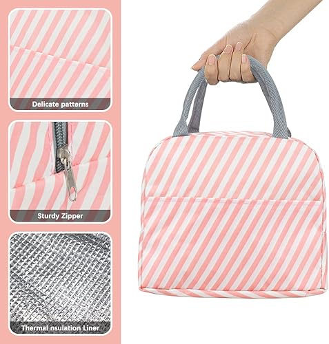 Miniatura 3 de Lonchera aislada para mujer, lonchera pequeña para mujer, bolsa de mano congelable, lonchera impermeable para adultos, para oficina, picnic, playa,