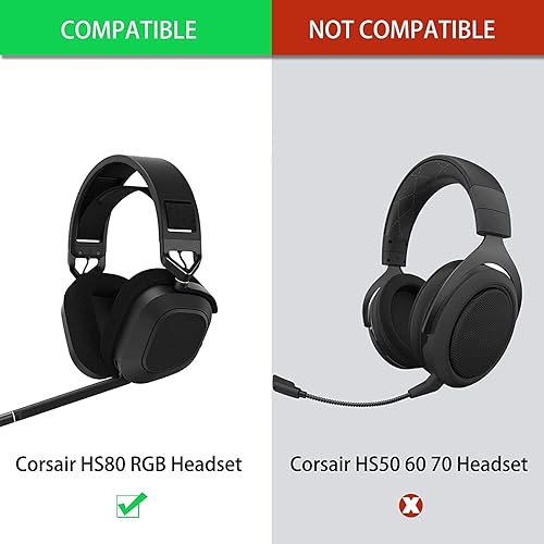 Miniatura 4 de VEKEFF HS80 - Almohadillas de repuesto para auriculares inalámbricos Corsair HS80 RGB malla de tela negro