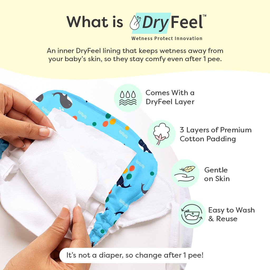 SuperBottoms DryFeel Langot for Newborn - Pack of 3 | Soft, Reusable Cotton Nappy with Mess-free Outer Layer | Diaper-Free Time Essential | Adjustable Baby Langot (Fits up to 10 kg) - Image 3 thumbnail