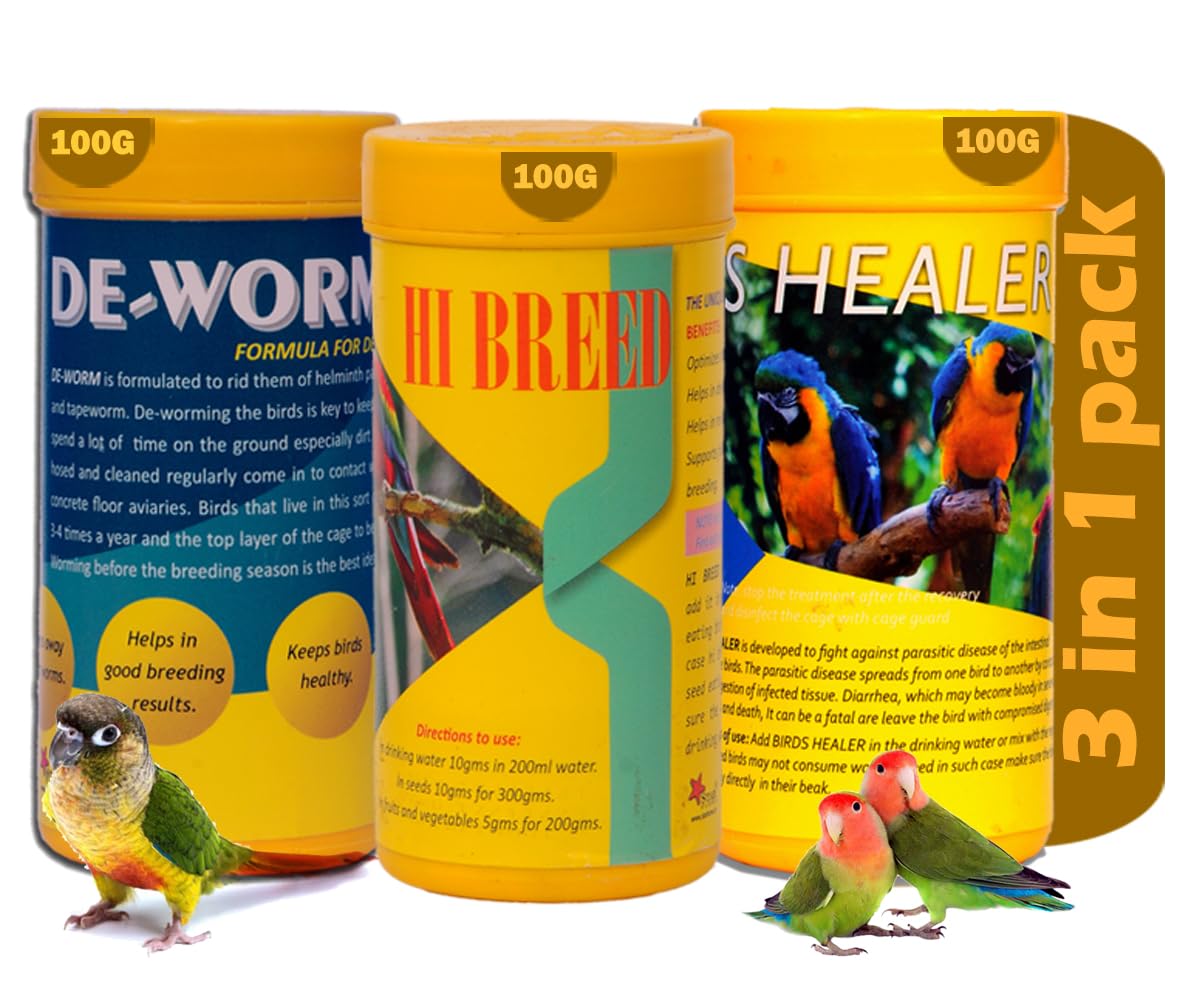 STAR FARMS Pack of 3 -De-Worm,Hi Breed,Healer Pet Birds Health Supplements with Unique Formula for Deworming The Birds - 100 g/Helps in Good Breeding Results (B0D6LX78YP) Amazon Price History, Amazon Price Tracker