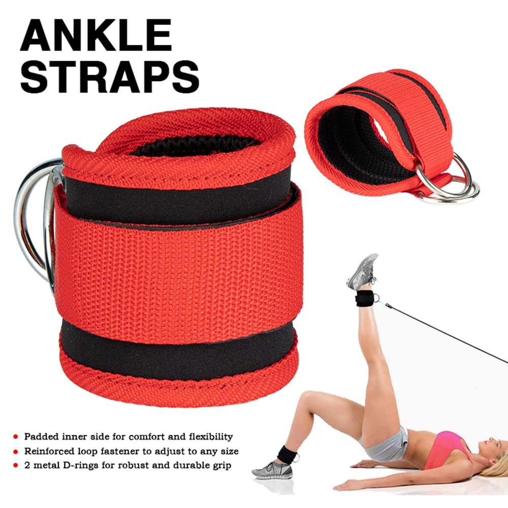 Cavigliere Imbottite Per Cavi Da Palestra: 2 Pezzi Regolabili In Neoprene Per Glutei E Gambe, Anelli In Acciaio - 4