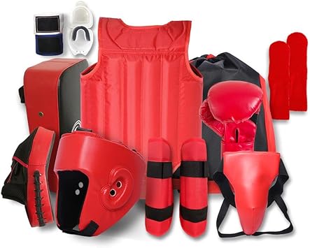 Sparring Gear Set Martial Arts Protector Equipments, Sparring Gear Set, Sanda Kickboxing Kit 11pcs Gear Set for Men