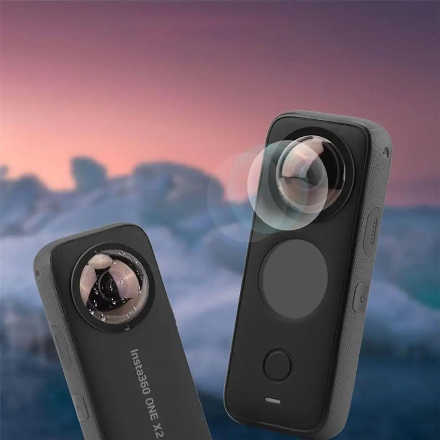 PHOTO MAX Insta 360 X2 Lens 2Pcs Dual Lens Protector Guard Sticky Tempered for Insta 360 Action Camera Lens Cover Dust Proof, Anti-Strach ProtectiveInsta (Insta 360 X2 Lens) 2