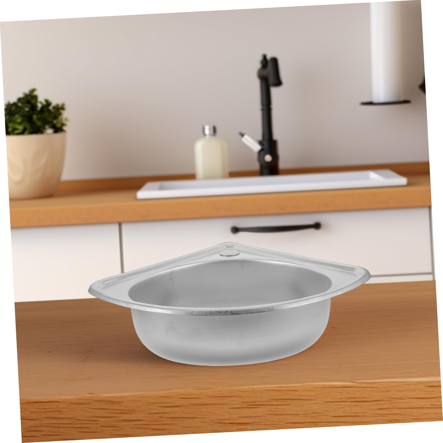 Lavello Compatto In Acciaio Inox A Forma Triangolare Per Camper E Cucine Piccole – Facile Da Installare E Super Resistente