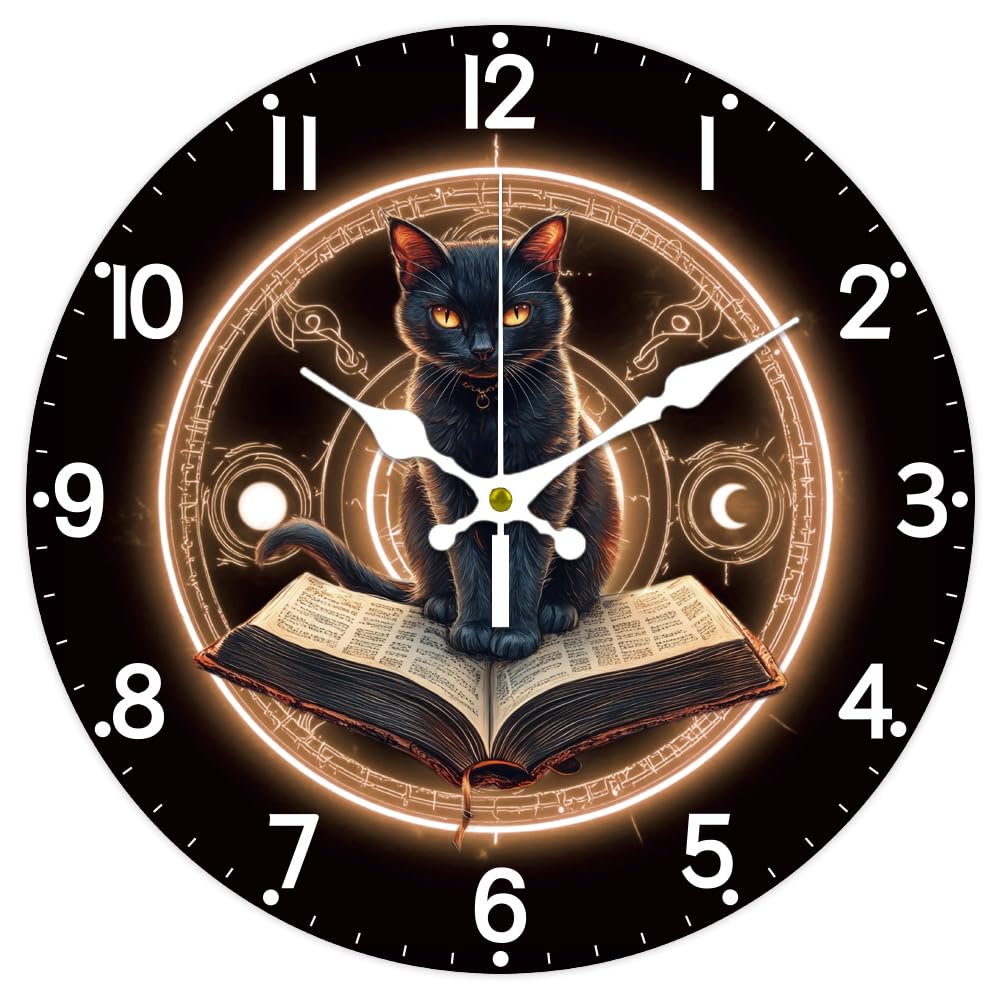 Horloge murale silencieuse chat noir CHGCRAFT pour chambre
