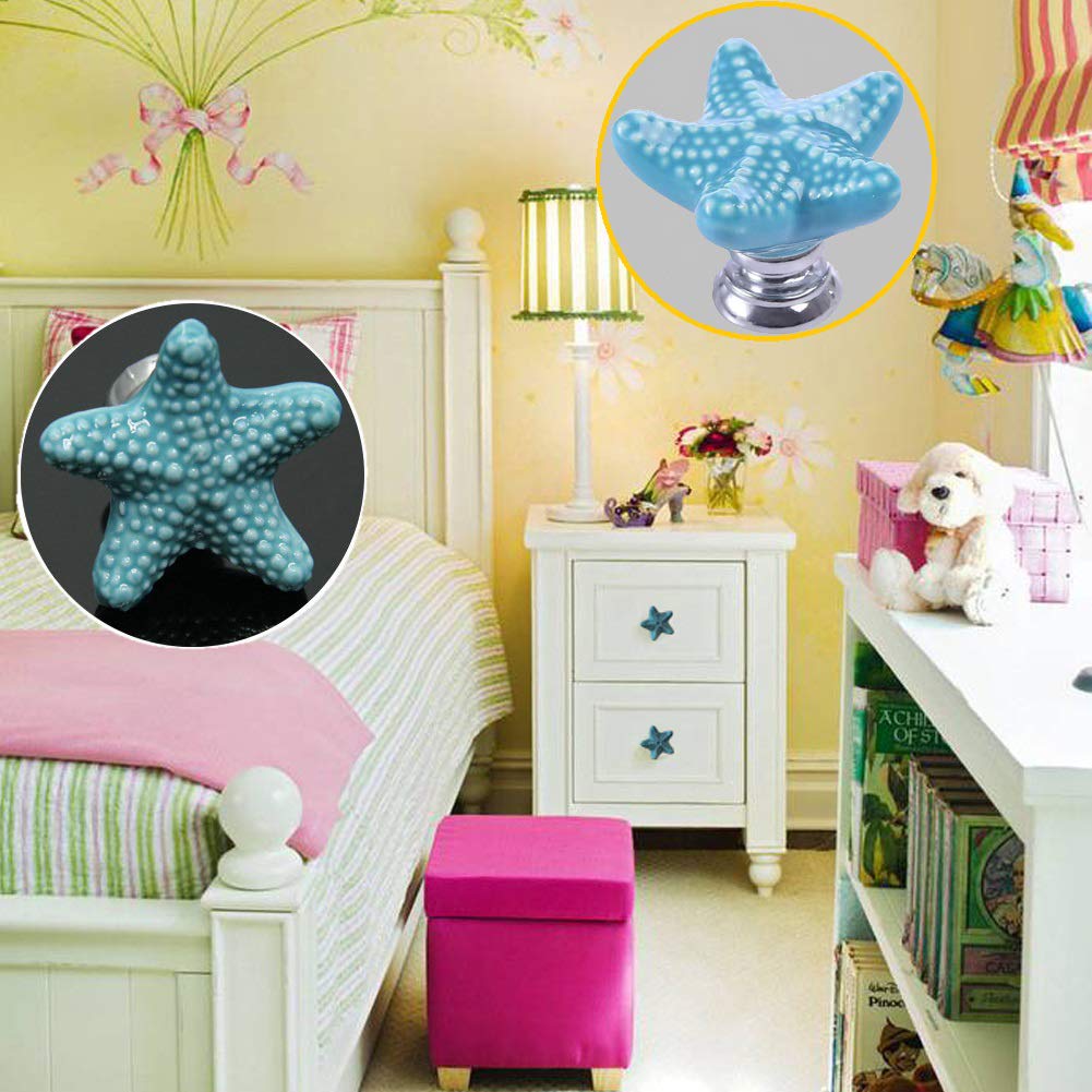 Joyindecor Ceramic Starfish Drawer Pulls - Pack Of 12 Blue Knobs For Beach Theme Cabinets & Dressers - View #5