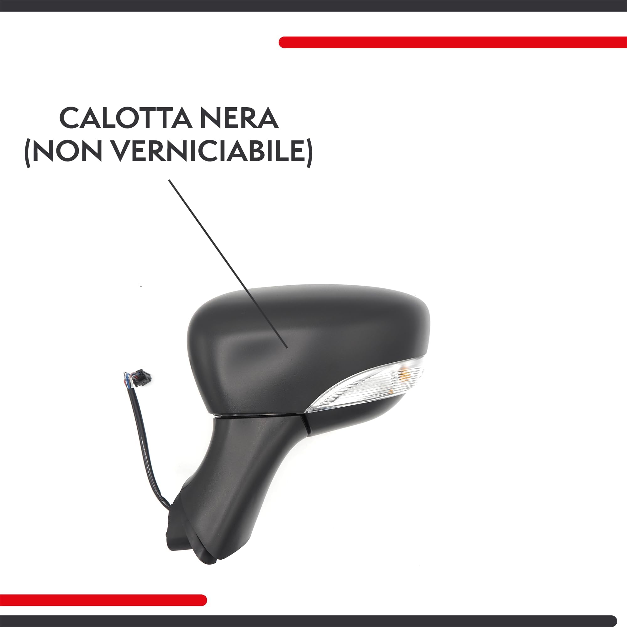 Specchietto Retrovisore Per Renault Clio IV 2012-2018, Termico, Con Freccia, Nero Opaco (Sinistra)