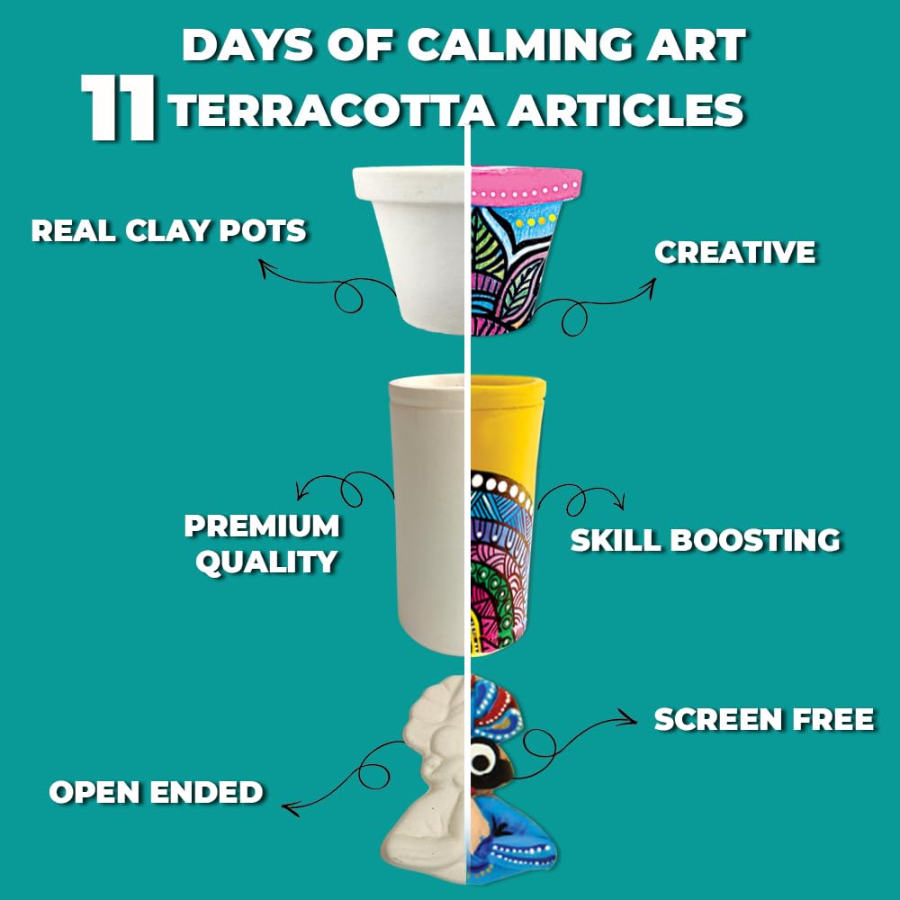 Toykraft: Kit de pintura de bricolaje | Bonanza de terracota | Actividad creativa | Arte y manualidades | Para niños de 7 años | Regalos para niñas y niños | Kit de arte y manualidades para niños |