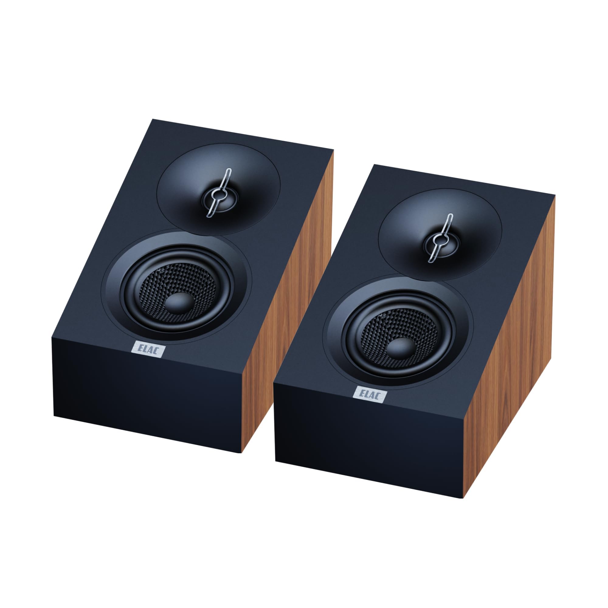ELAC Debut 3.0 DA43-WN Atmos-Enabled On-Wall Speakers, Walnut (Pair) - 1” Aluminum Dome Tweeter & 4” Aramid Fiber Woofer - 2-Way Bass Reflex - 48Hz to