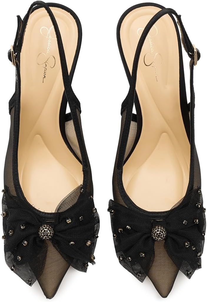 Jessica Simpson Womens Lavilra Tulle Bow Embellished Pumps