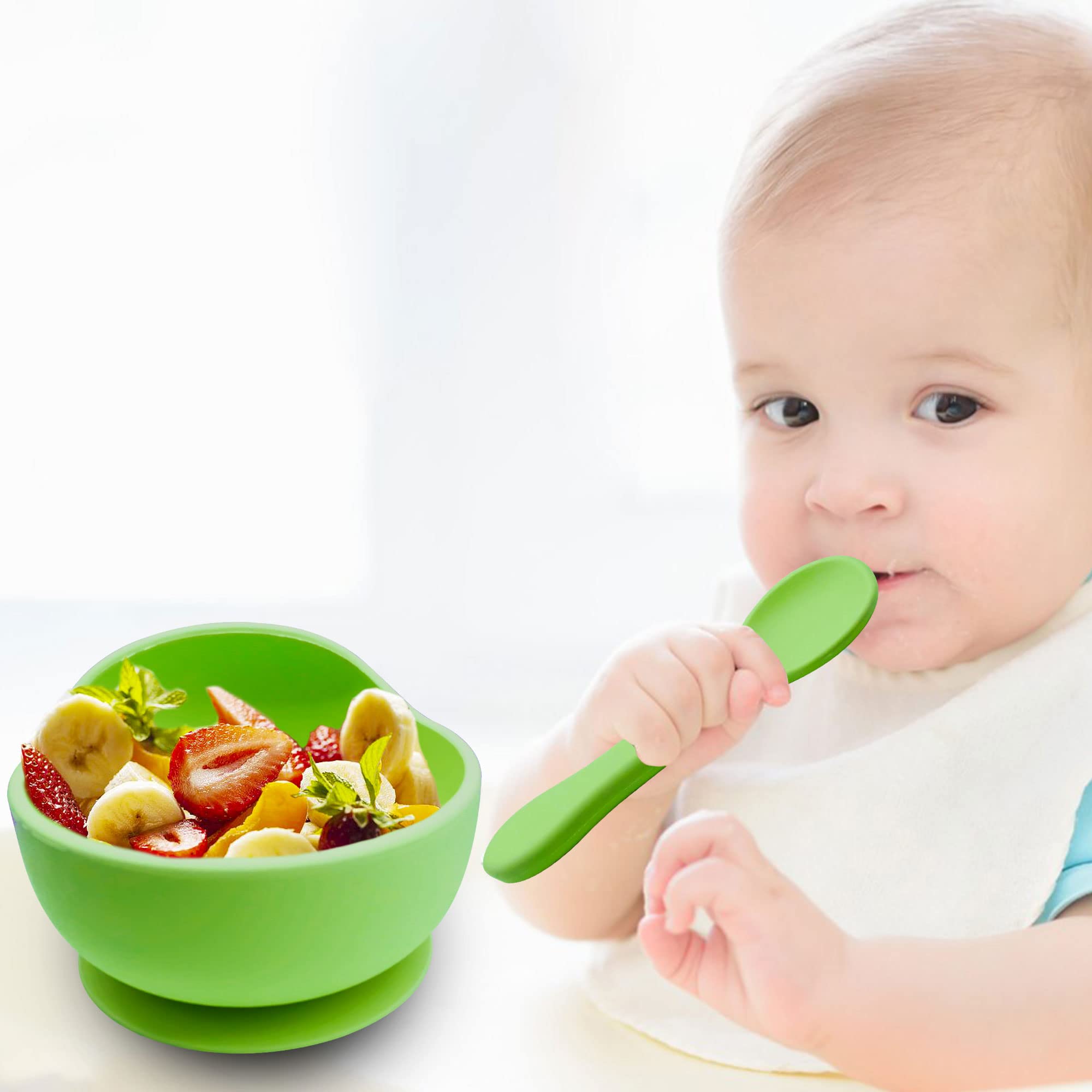 Bol Et Cuillère Bébé DEBAIJIA En Silicone - Ventouse Forte, Sans BPA - Micro-ondable Et Lavable