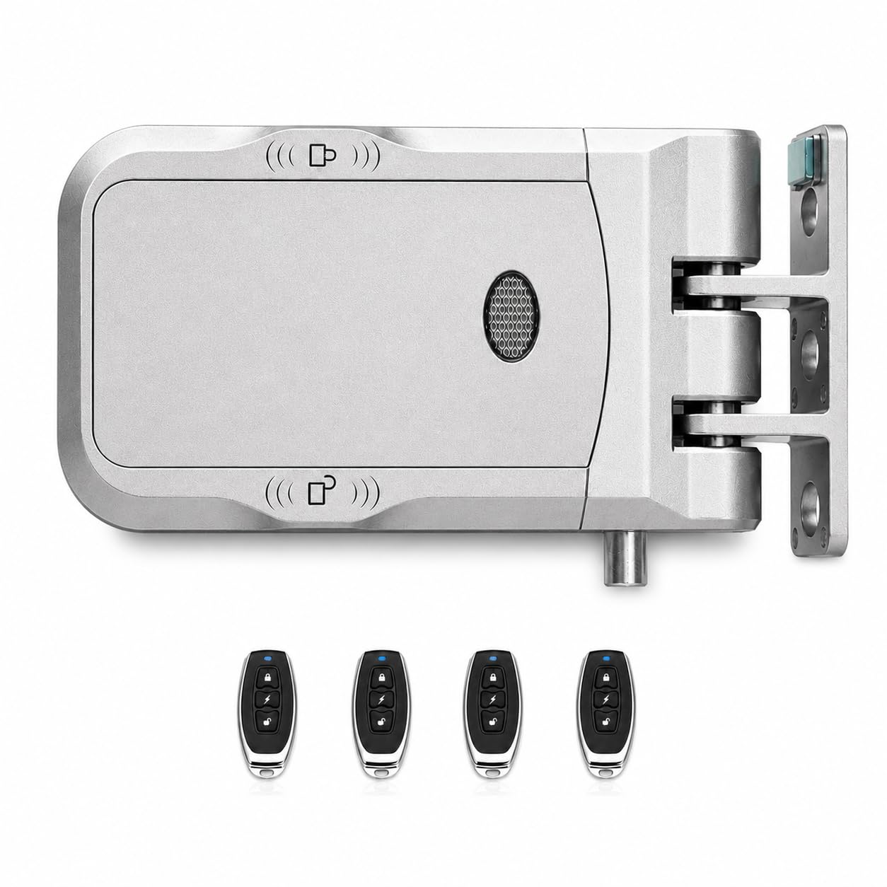 Cerradura de puerta oculta con 4 mandos a distancia | Entrada sin llave, cerrojo electrónico, diseño invisible, para seguridad del hogar, instalación sin herramientas