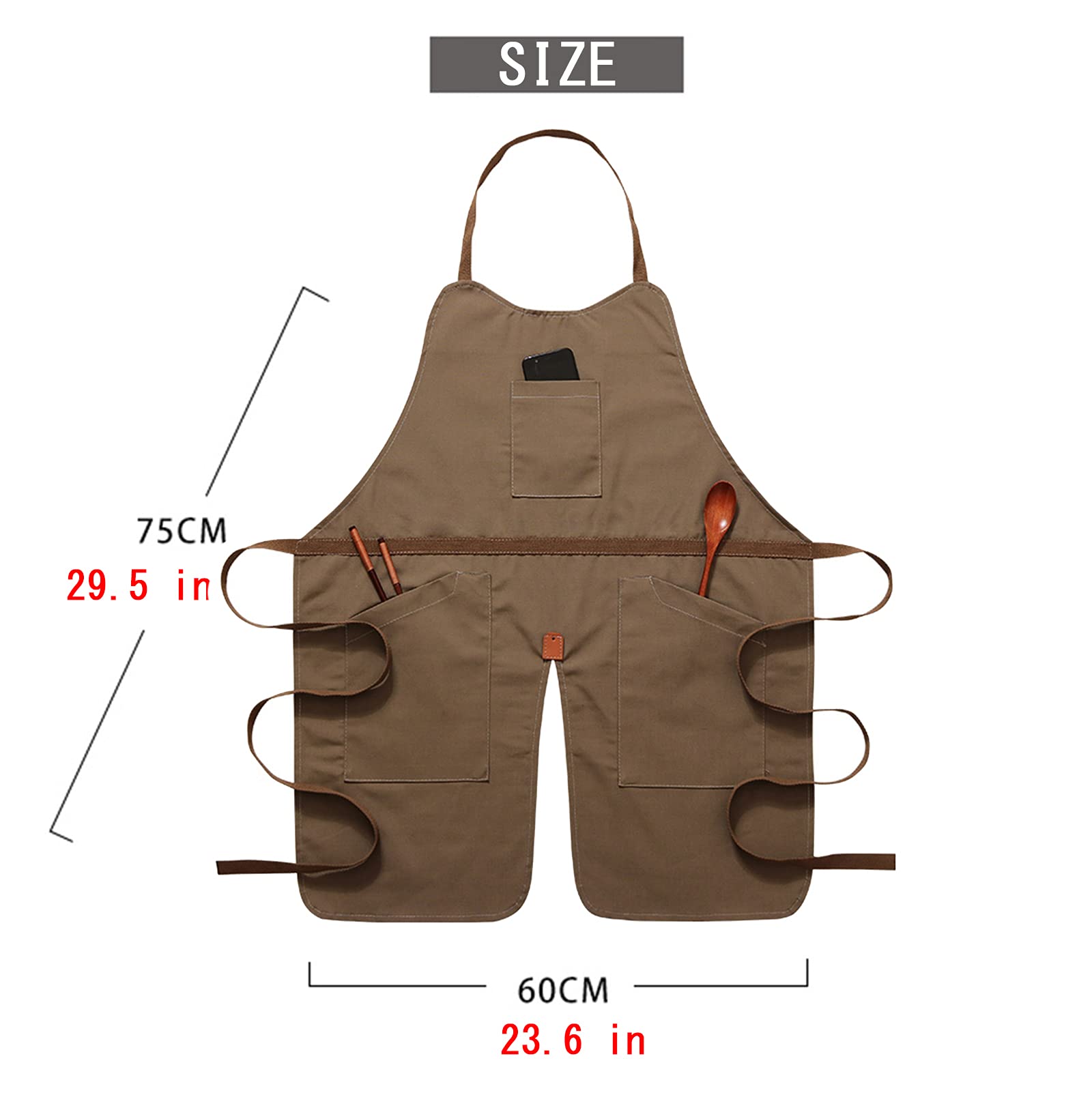 Delantales de repostería, Delantales Delantal, Unisex Chef Restaurante Barbacoa Cocina Horneado(Khaki)