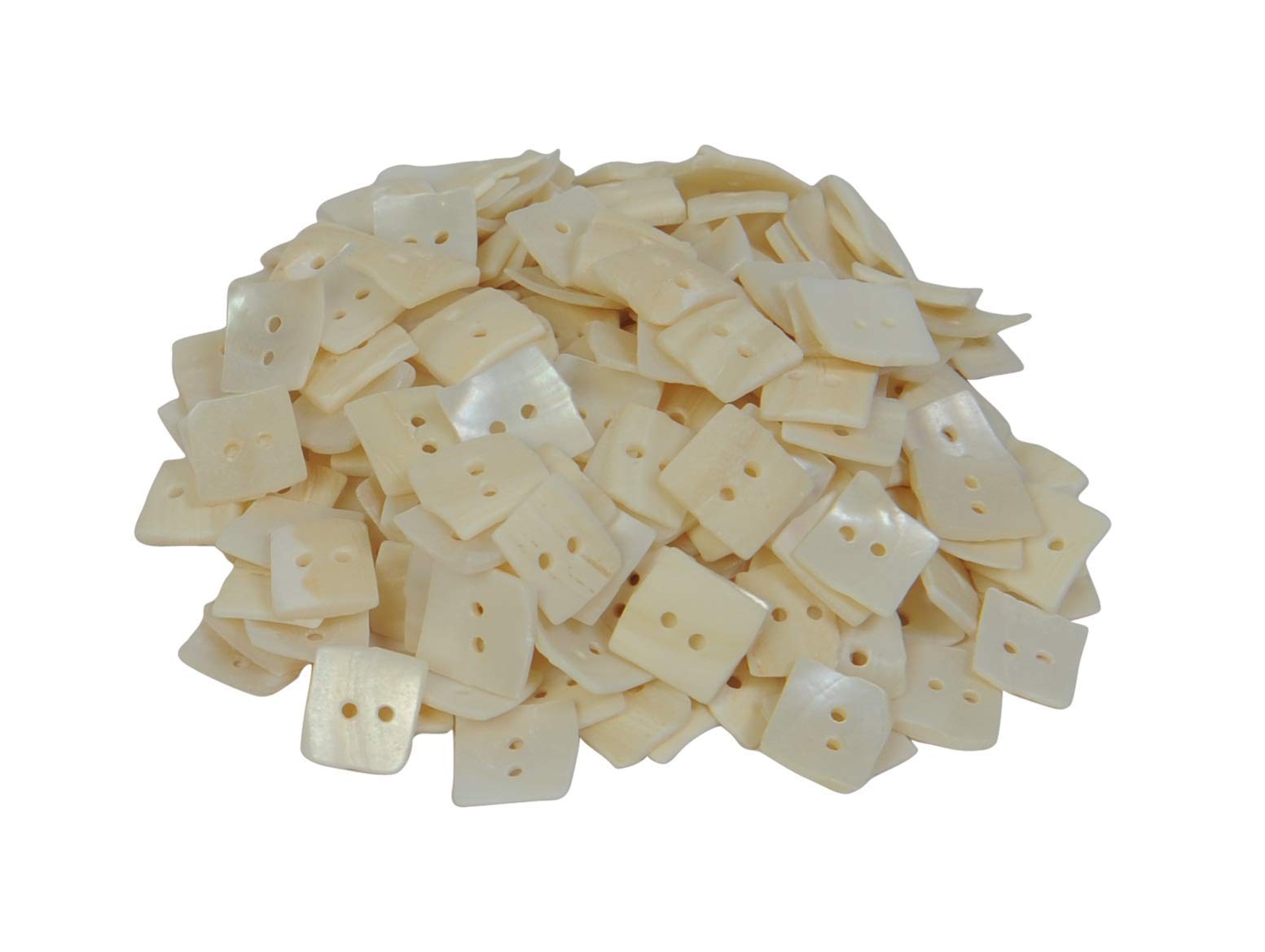 PRANSUNITA Sea Shells Buttons Square Design (Cream, 1cm) - Pack of 90 Pieces