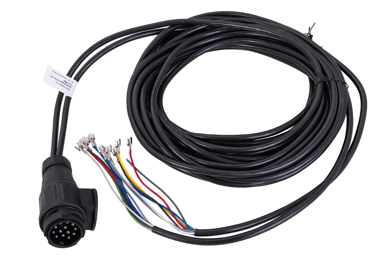 MANTES Anhängerkabelbaum 8 m 13 polig universal 12 V 8 m 0,75 mm2 13 polig 5 Funktionen für Anhänger Autotransporter und Wohnwagenanhänger 8 m Positionslicht Rückfahrlicht Blinker