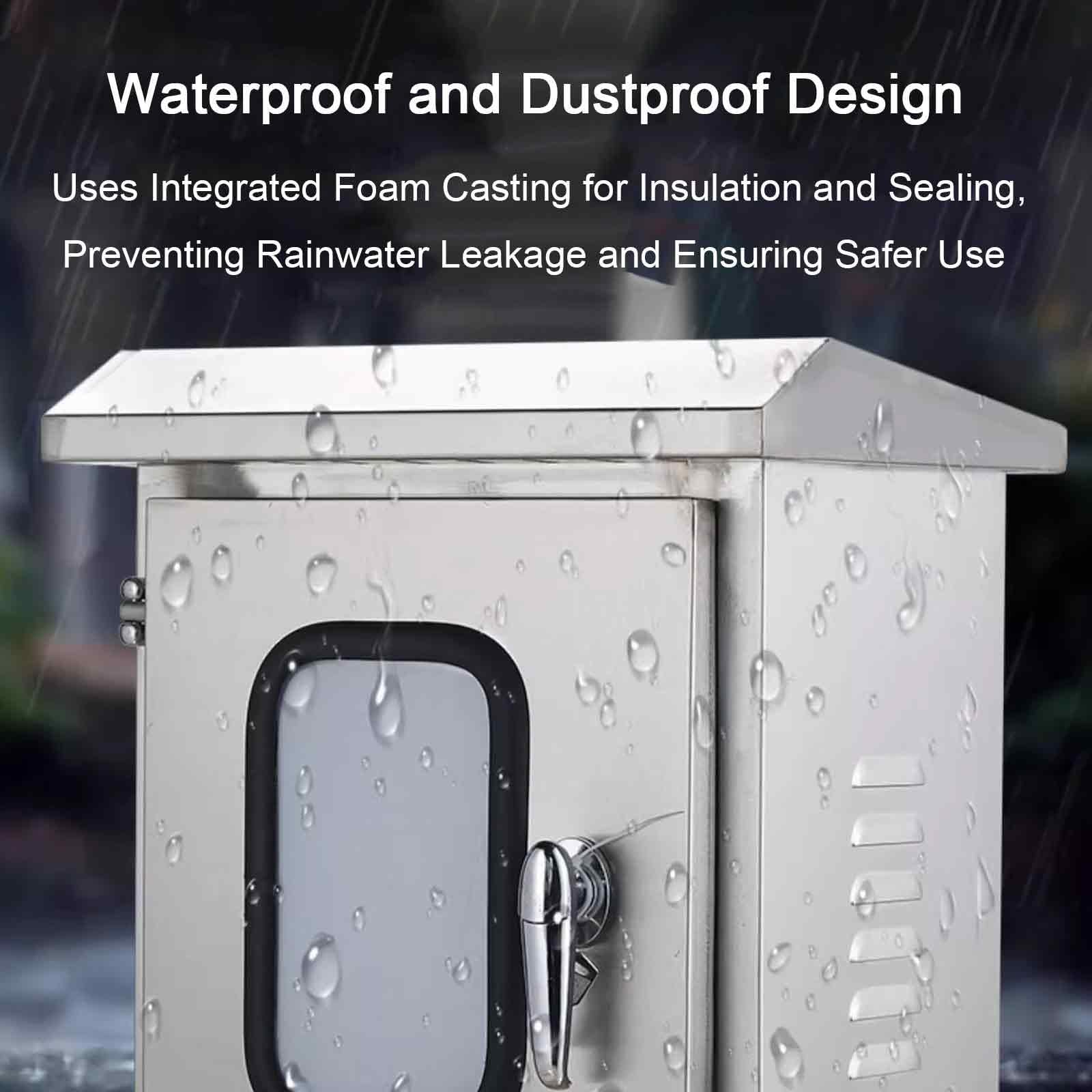 Verteilerdose Außen Wasserdicht, Wasserdichter IP66 Stromkasten Außenbereich aus Edelstahl 304 mit Schloss und Sichtfenster für Elektroprojekte(50x70x25cm/20x28x10in)
