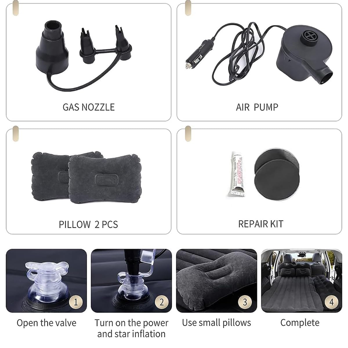 Colchón para Coche Toyota CHR C-HR 2018-2021, Asiento Trasero Camping Cama de Dormir Con Bomba Hinchable de Viaje, Accesorios