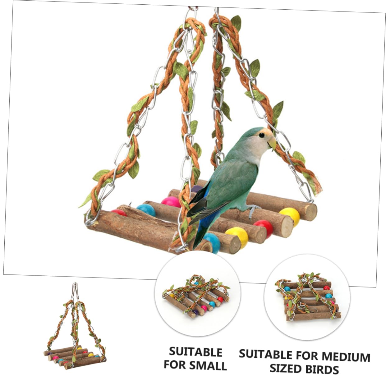 BESPORTBLE 3pezzi Altalena Per Pappagalli Giocattolo Interattivo Per Uccelli Accessorio Per Cage Divertimento e Allenamento Per Pet Design Swing Per e Gioco