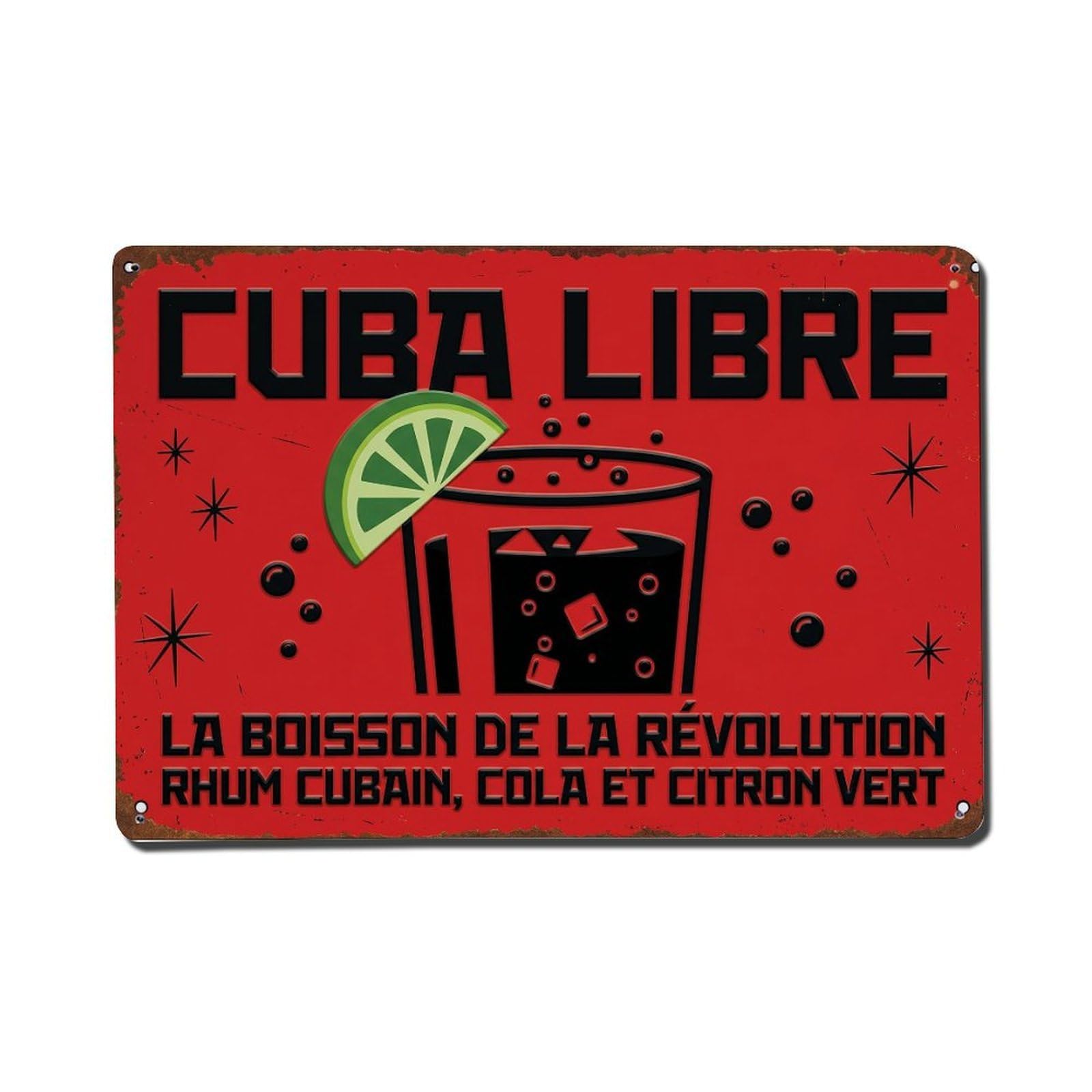 Cuba Libre Rooftop Lounge Metal Tin Sign Plaque Wall Decor for Cafe, Club Bar, Office, Home Garden Metal Poster 8x12Inch