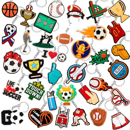 Porte-clés balle de sport Batiyeer | Lot de 36 pour football et basket
