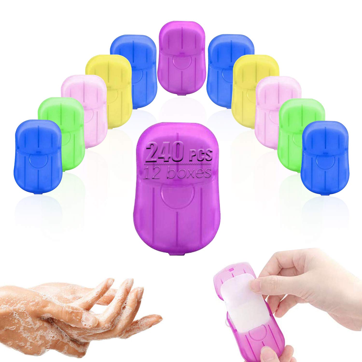 amz BTF-ZD 12 Boxes Disposable Soap Flakes Mini Travel Portable Soap Sheets Toiletry Sheets Scented Flakes for Hand Washing Outdoor Camping Hiking(20 Pieces in 1 Box)