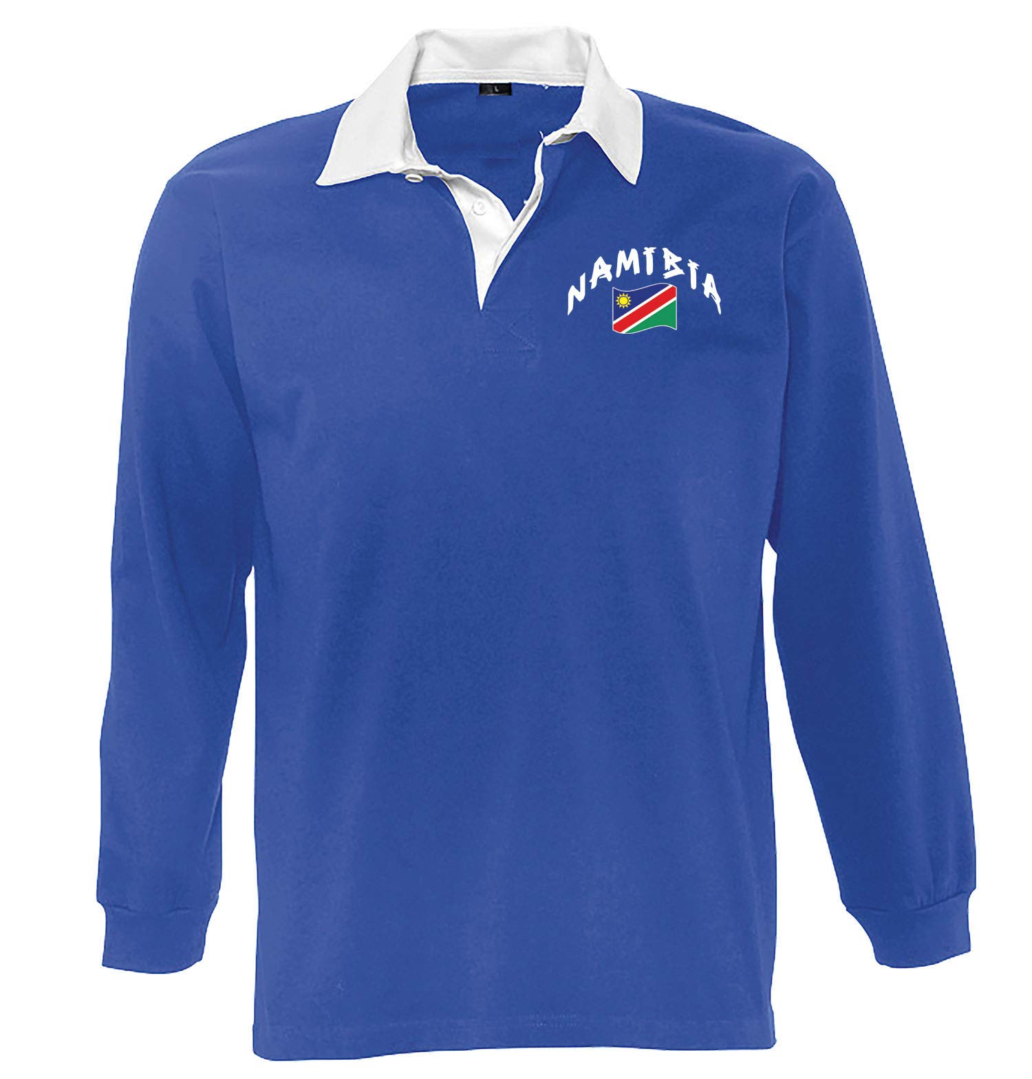 Supportershop LS Namibie Rugby Polo Shirt Rugby LS Unisex, unisex_adult, LS Namibia Rugby Polo Shirt, 5060672803816, Blue, M