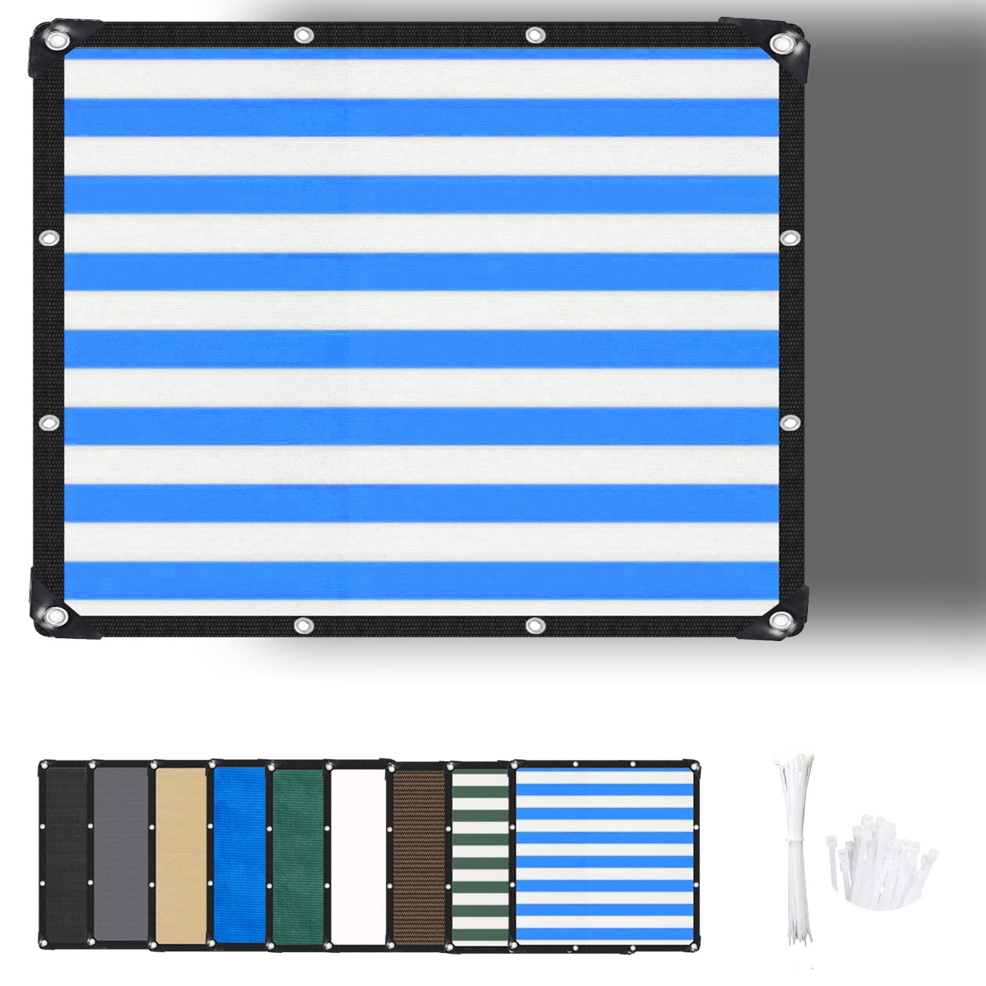ZHhan Garden Sun Screen Fabric Shade Net Outdoor Fence Netting Screening, Backyard, Patio, Balcony, Includes Cable Ties 8 Days Delivered 9 Colors Blue & White 2x4.2m