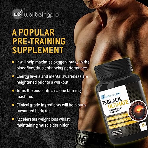WBP T5 Black Ultimate (1 Month Supply) - Ultra High Strength Thermogenic Fat Burner - Keto Diet & Weight Management Pills - Vegan Friendly & GMP Certified UK Made Fitness Supplement - 30 Capsules - Image 4