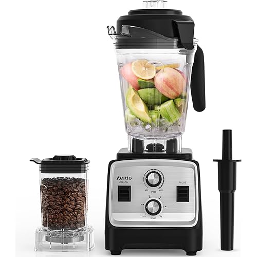 Aeitto Blender, Blenders for Kitchen with 1800W Motor, 85 Oz. Large Capacity, 2-in-1 Blender & Grinder Combo, BPA-Free Countertop Professional Blender for Smoothies, Ice Crush, Frozen Drinks, Silver