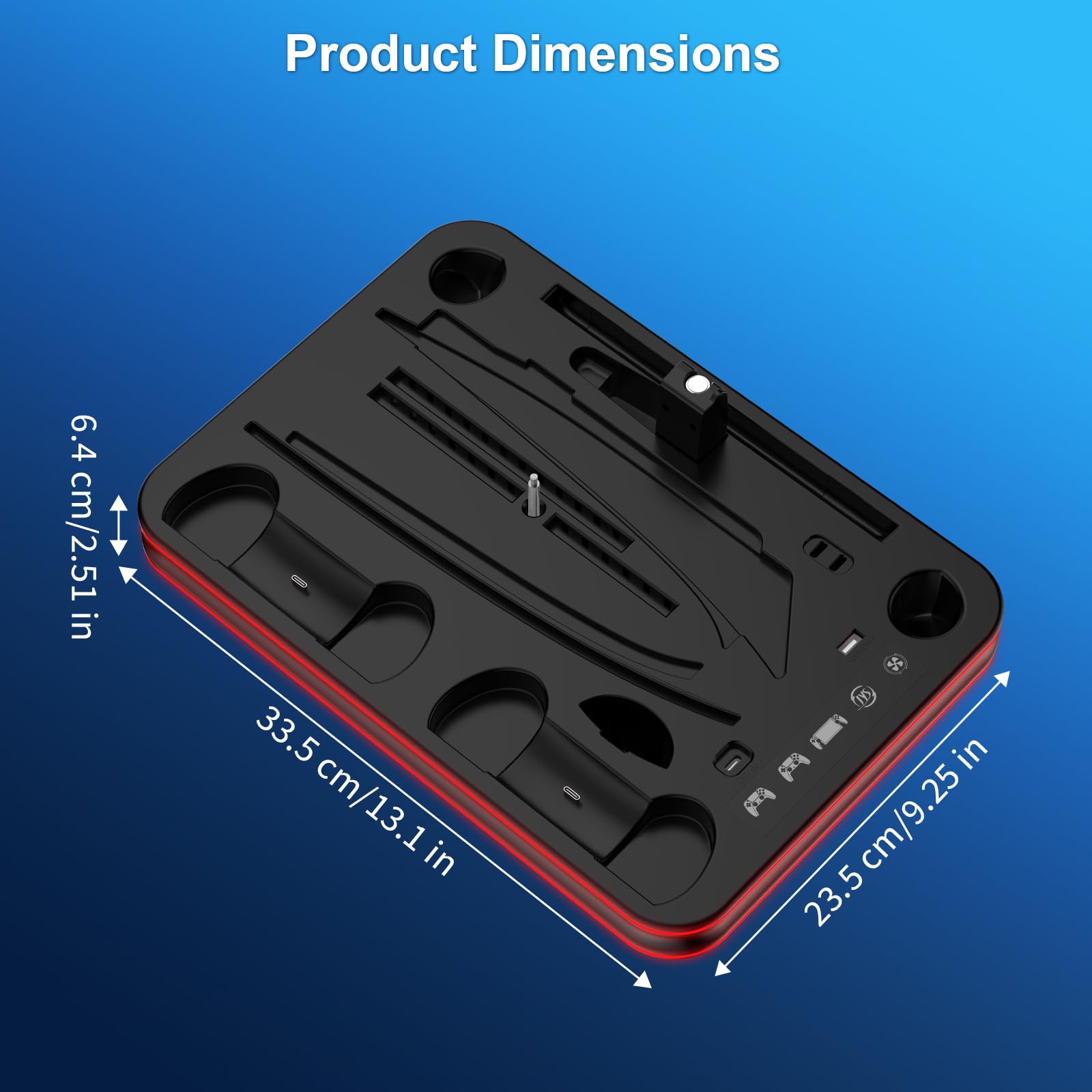 FYOUNG Supporto di raffreddamento e stazione di ricarica tutto in uno per console PS5/Slim/Pro e controller Charing Dock, supporto di ricarica per PlayStation, cuffie e supporto remoto con supporto