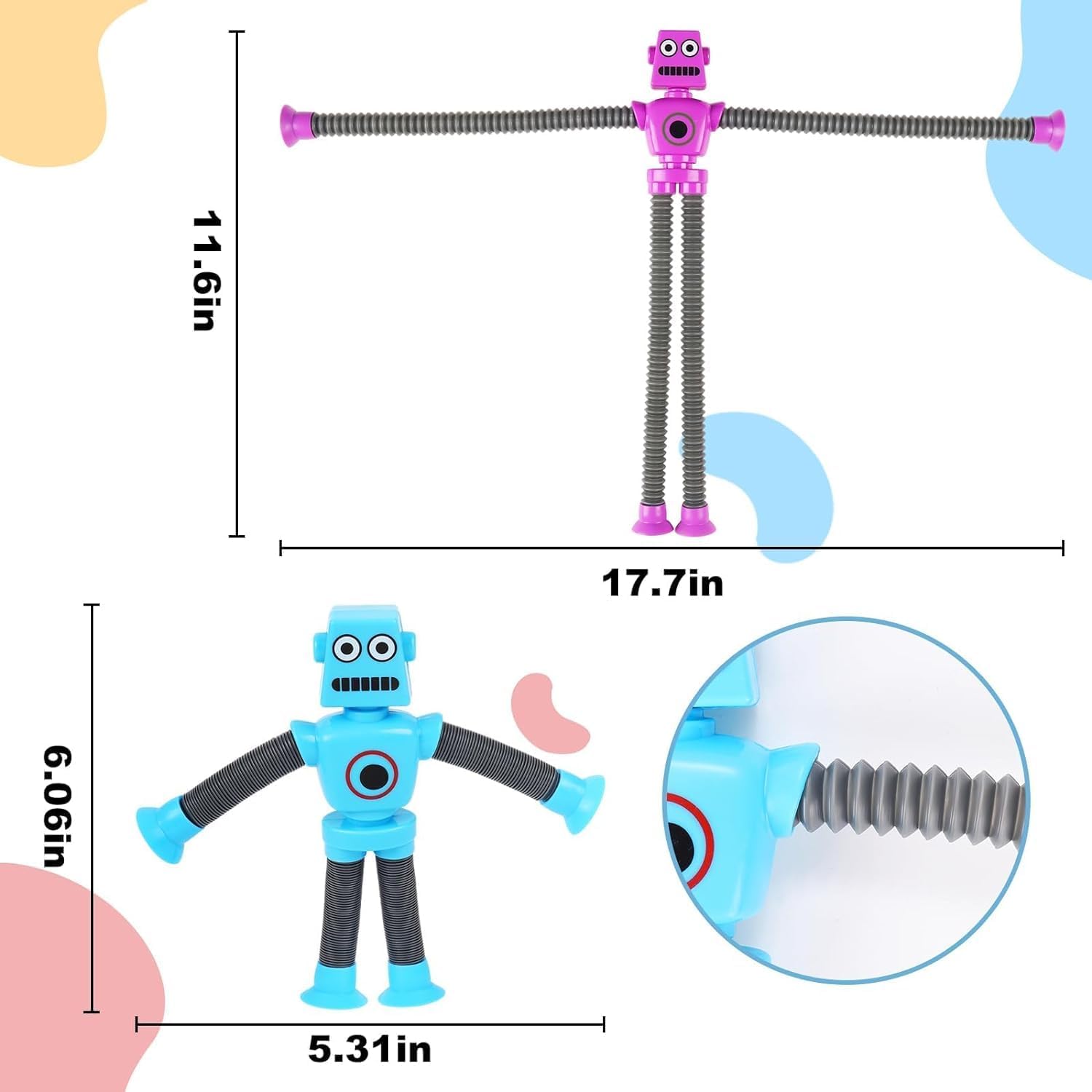 24PCS Telescopic Suction Cup Robot Toy,pop Tubes,Toys for Kids,Toddler Travel Toys,Toddler Sensory Toys,figette Toys,Fidget Toys for Kids,Treasure Box prizes,Small Toys for Kids prizes