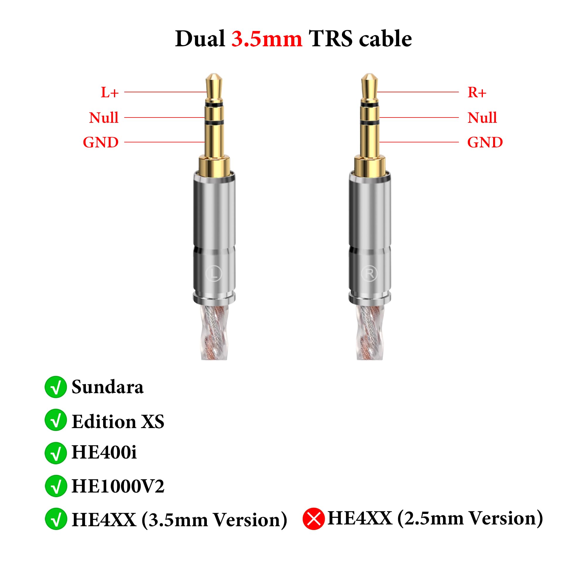 GEEKRIA 4,4-mm-Balanced-Kabel, kompatibel mit HIFIMAN SUNDARA, Edition XS, HE 400i/1000V2, Denon AH-D600/D7200, 6N OCC, versilbertes Silberkabel im Geflecht (4,4 mm auf Dual-3,5-mm-Stecker, 150