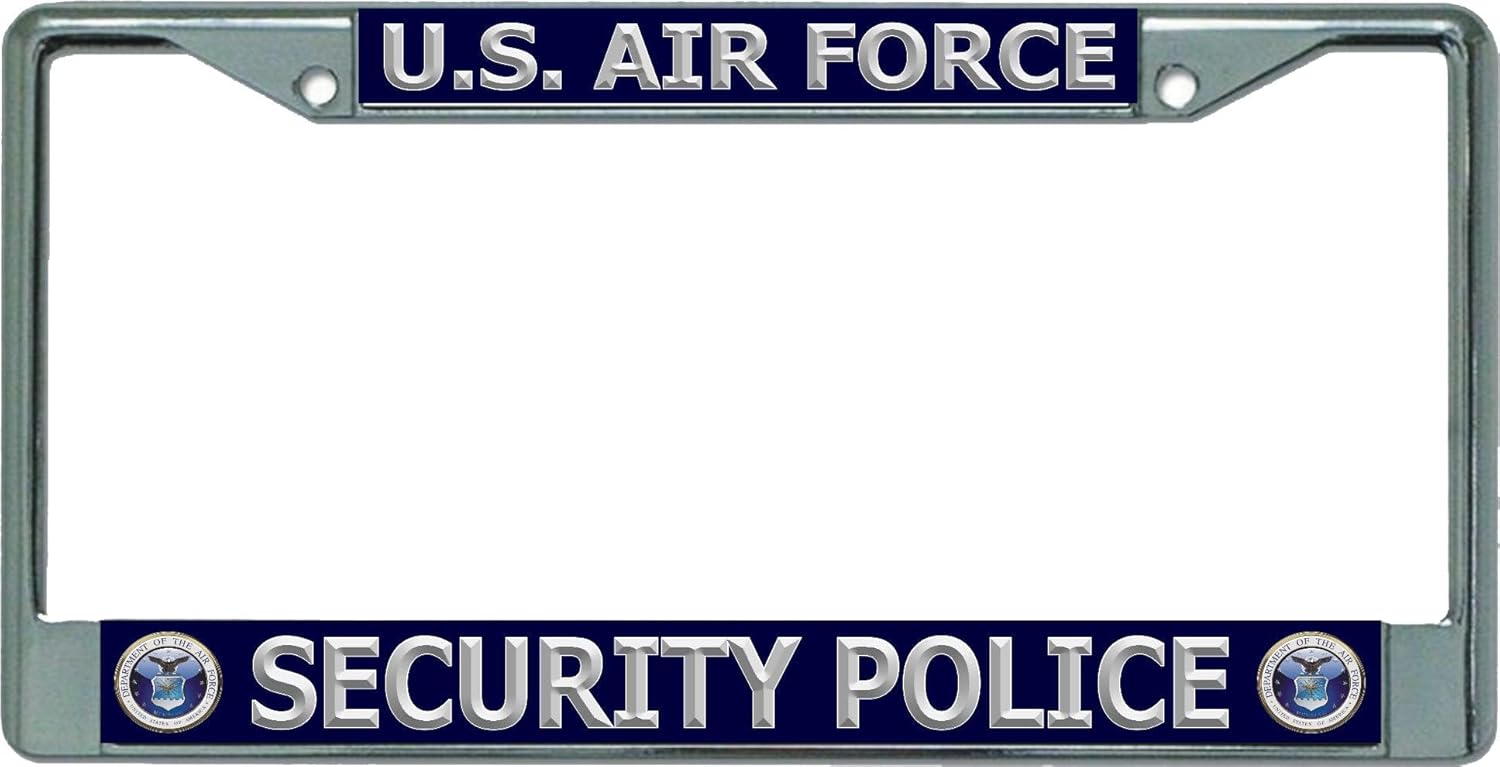 U.S. Air Force Security Police Chrome License Plate Frame