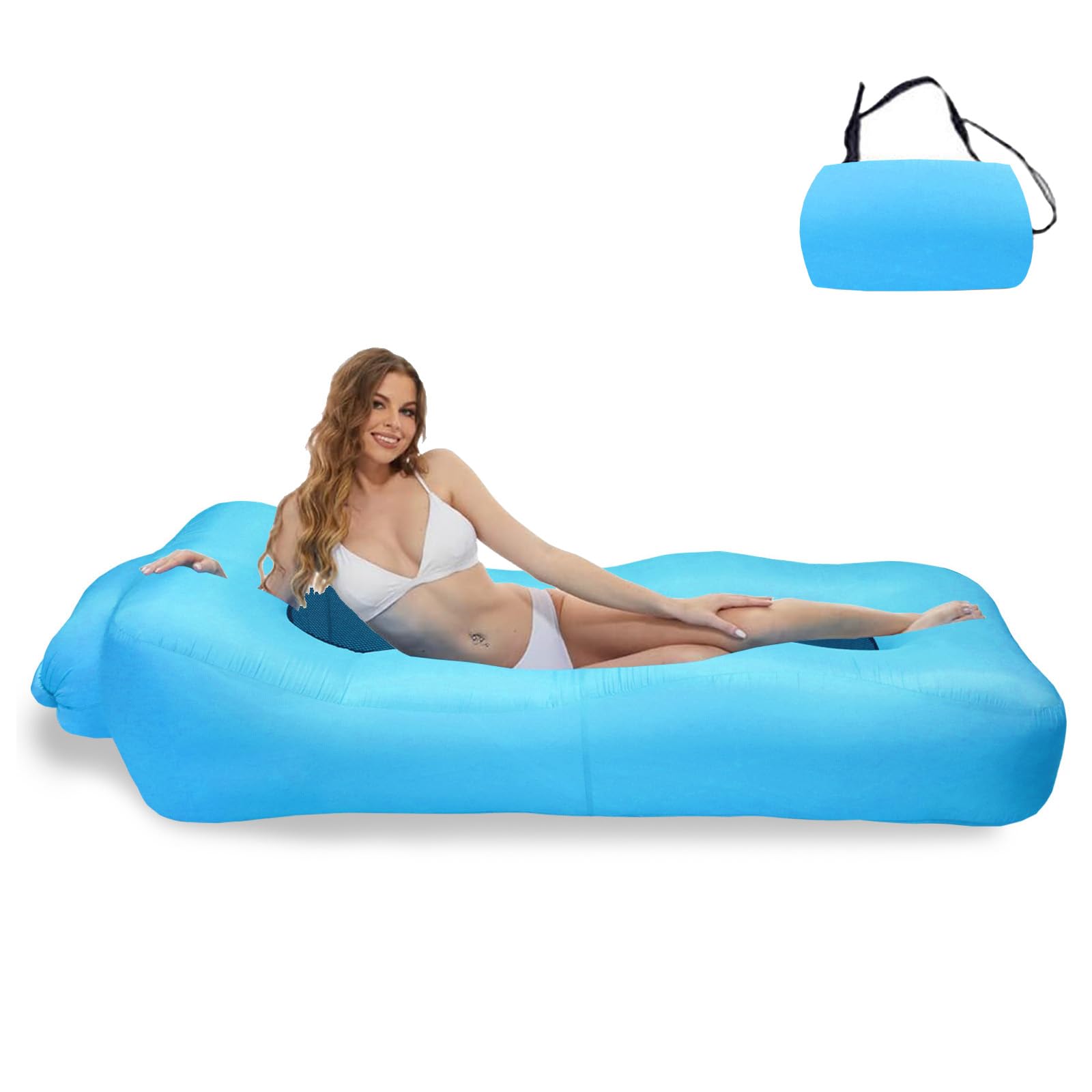 Nadmuchiwana sofa, 210T, wodoszczelna sofa powietrzna z torbą do noszenia, nadmuchiwana leżanka, sofa powietrzna na kemping, do parku, na plażę, na basen i imprezy na plaży