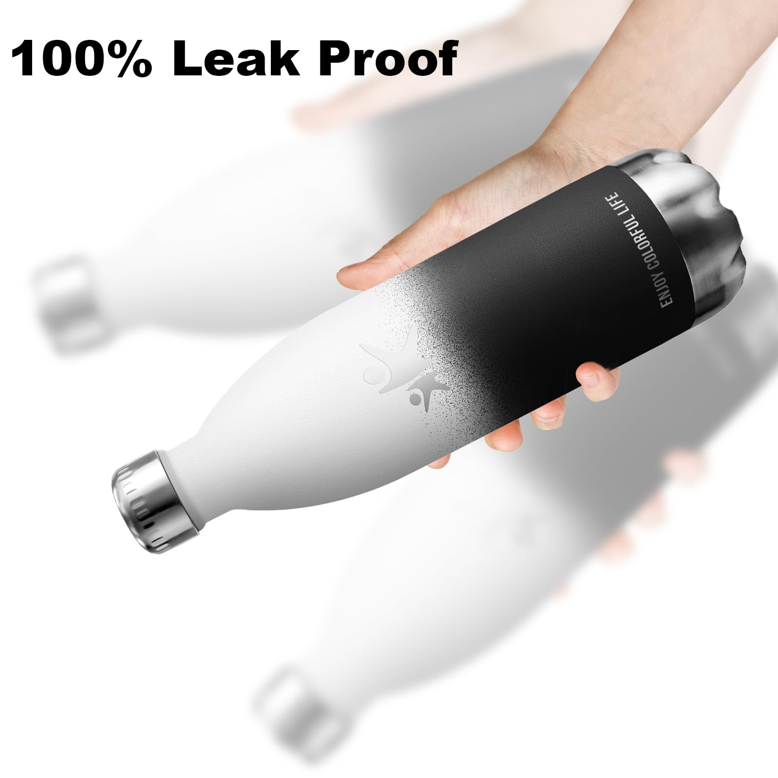 Borraccia Termica, Borraccia 1 litro, Senza BPA, Borraccia Acciaio Inox, Senza Perdite, Bottiglia Termica, Acciaio Inossidabile 18/8, Borraccia Metallo, per Corsa, Fitness, Escursionismo, Campeggio