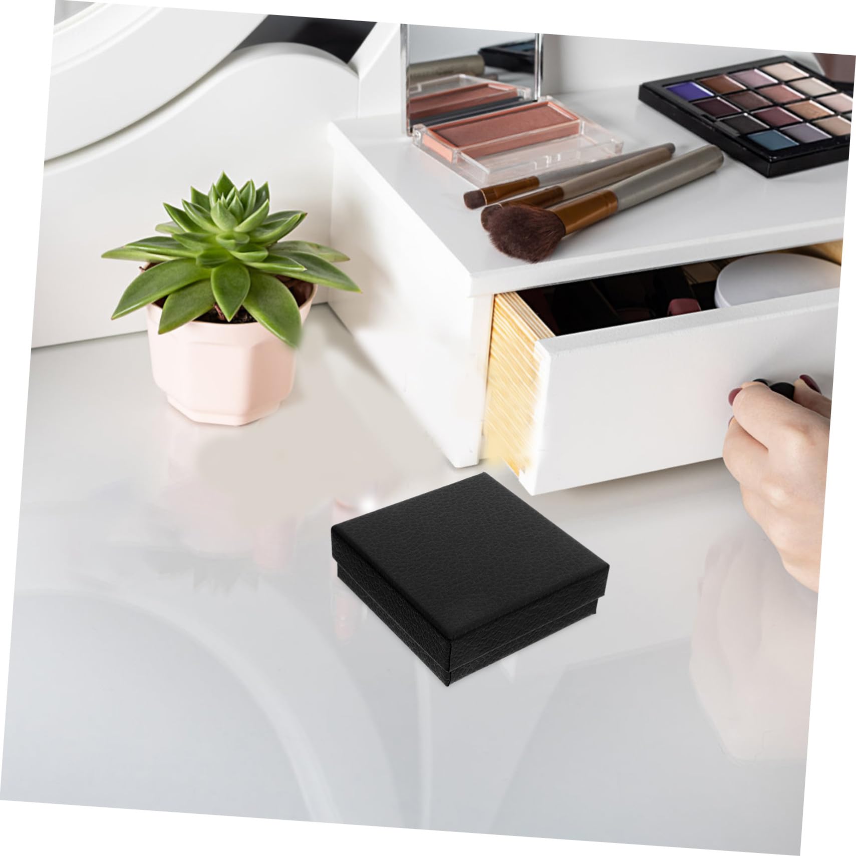 Schmuckkästchen Papier Litschi Maserung Schwarz 10 Stück Reise Schmuckbox Mit Schaumstoffpolster Für Ringe Halsketten Ohrringe Armbänder Aufbewahrung Geschenk