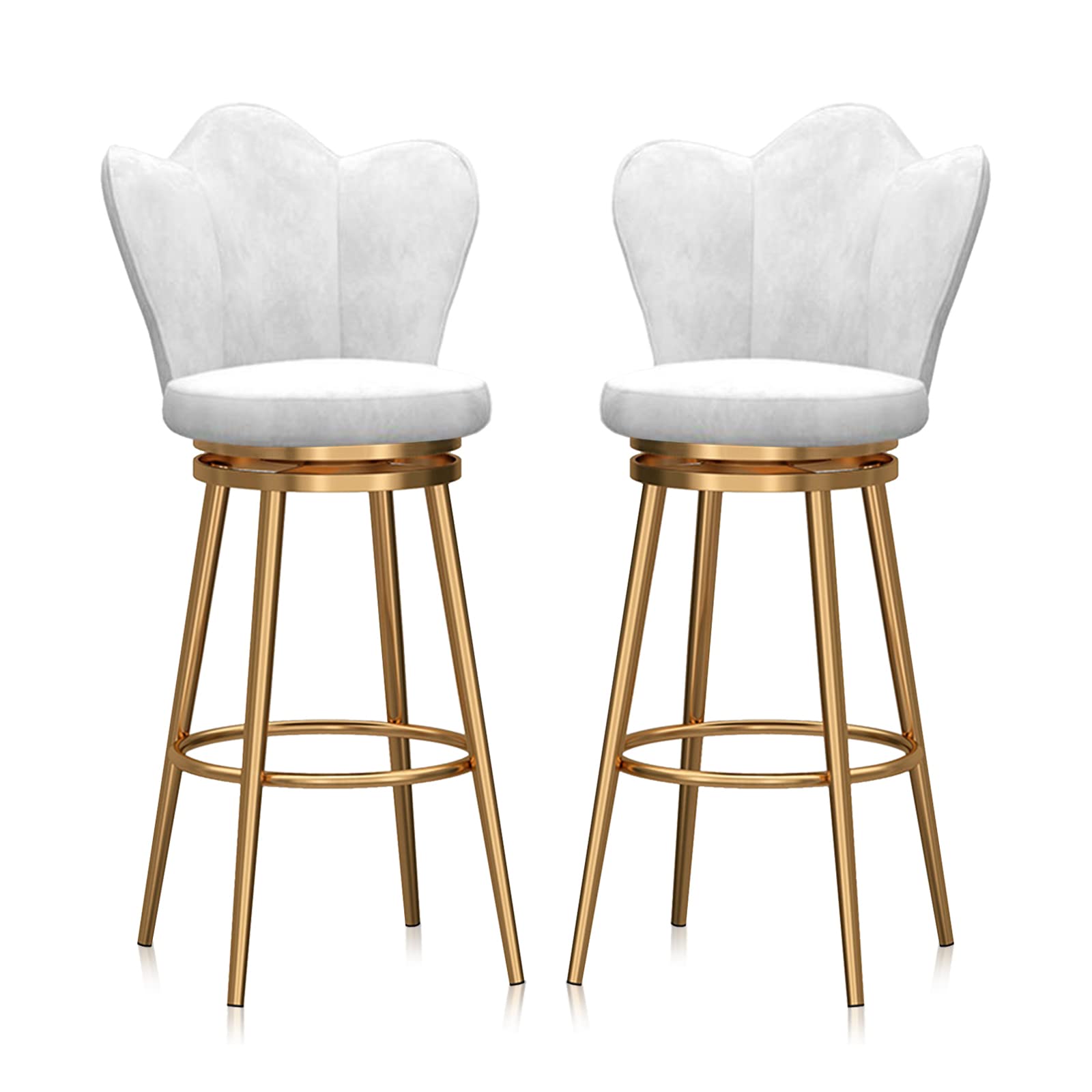 Tabouret de bar en velours 65 cm de hauteur avec pieds en métal pour îlot de cuisine moderne