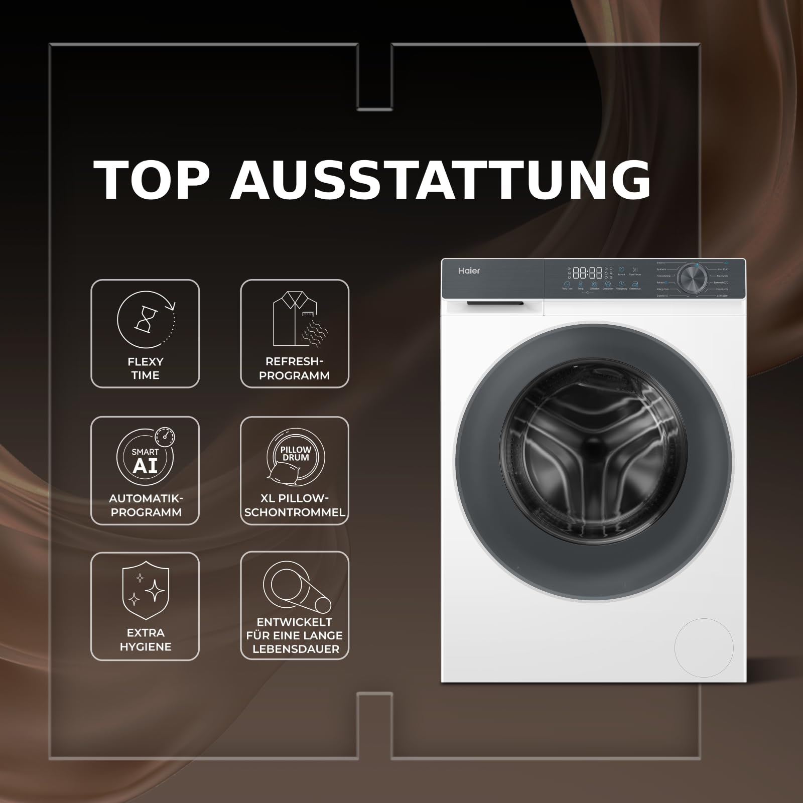 Haier Frontlader Waschmaschine 8kg 1400 U/Min Inverter-Motor G3 Serie