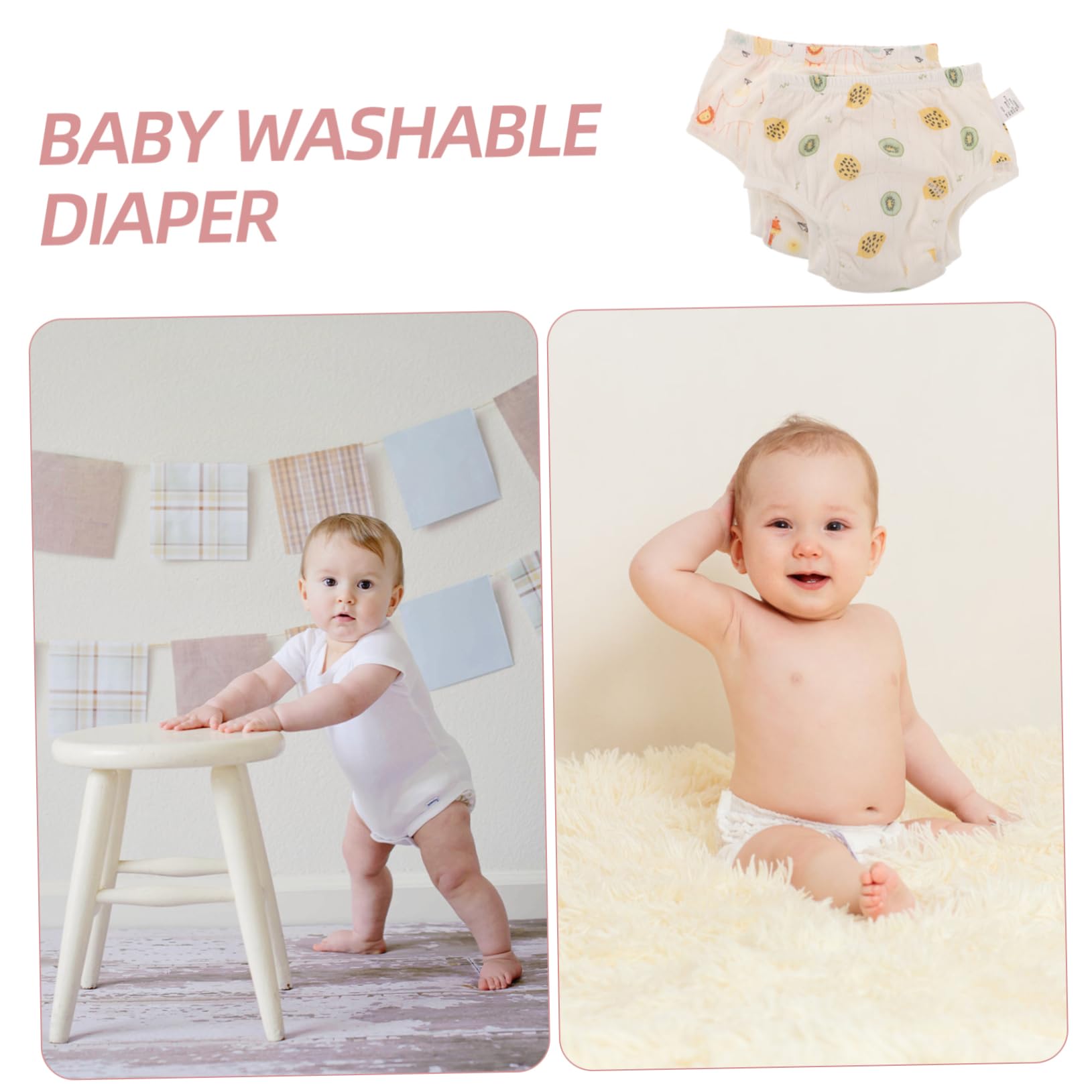 2piezas De Algodón Reutilizables Para Bebés De Pantalones De Entrenamiento Lavables De Absorbentes Adecuados Para Niñas y Niño Niña Diseño Divertido y Transpirable