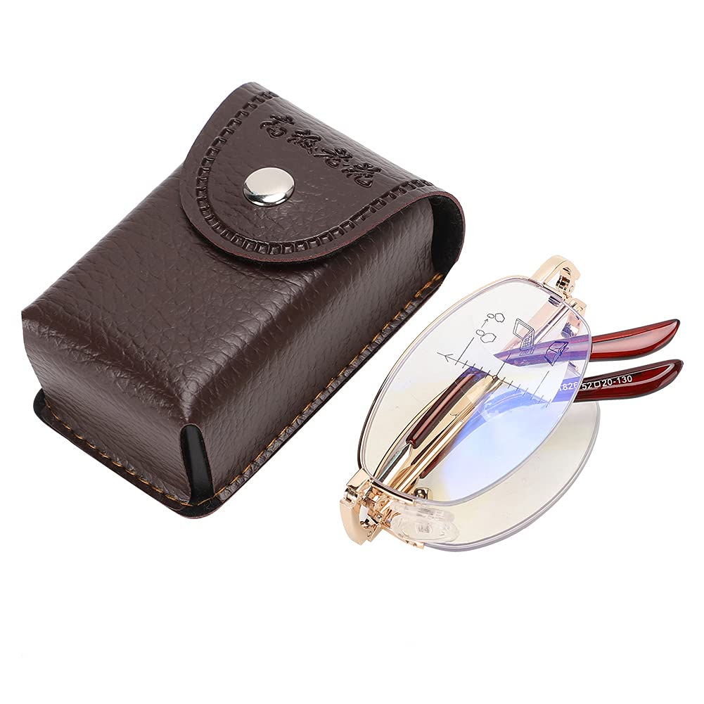 FILFEEL Gafas de lectura unisex con bloqueo de luz azul, gafas multifocales progresivas para presbicia, gafas compactas plegables para leer, estuche incluido