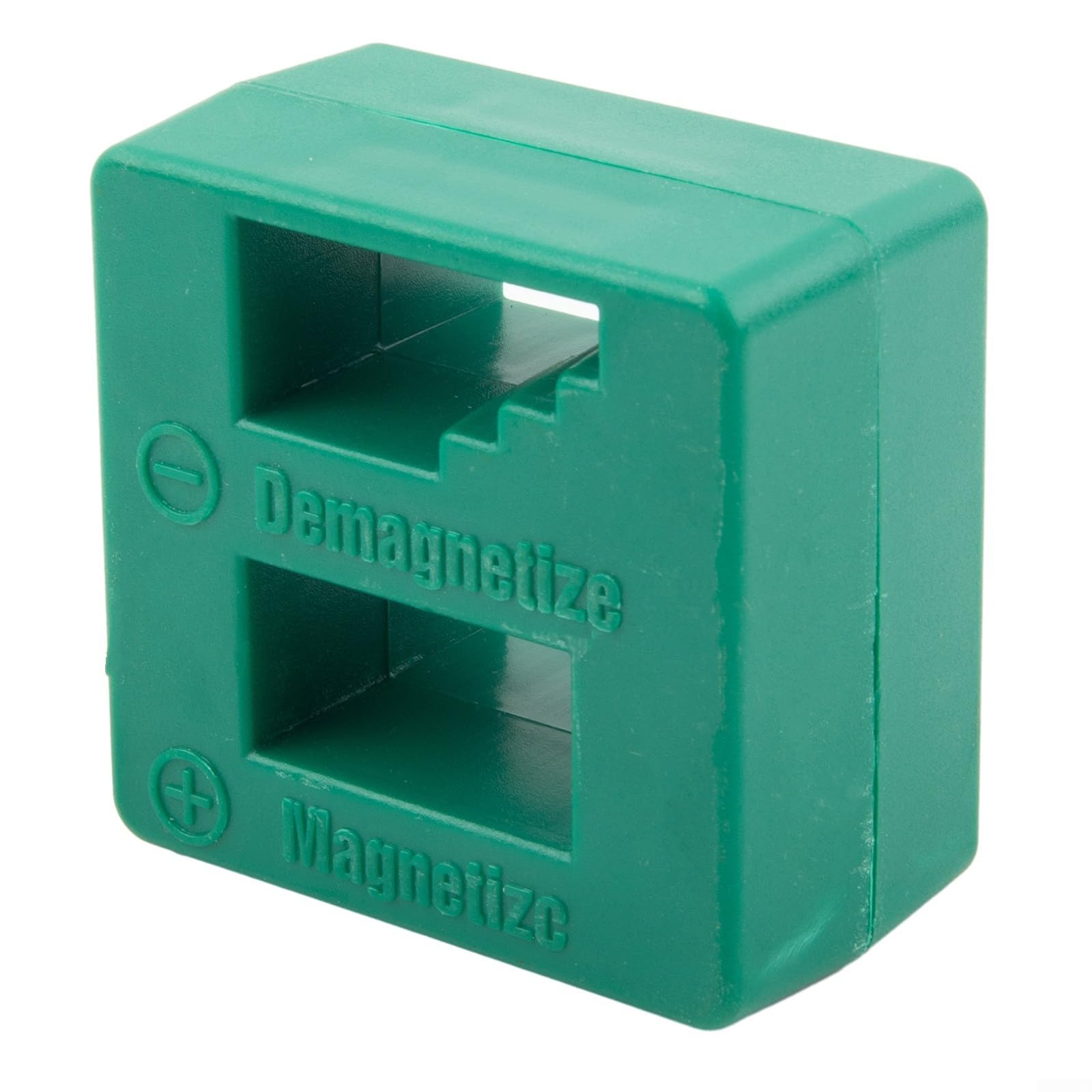 2-in-1-Schraubendreher-Magnetisierer und Entmagnetisierer, Werkzeug für Stahl-Handspitzen, mit grünem Kunststoffkoffer für Werkstatt-Reparaturarbeiten