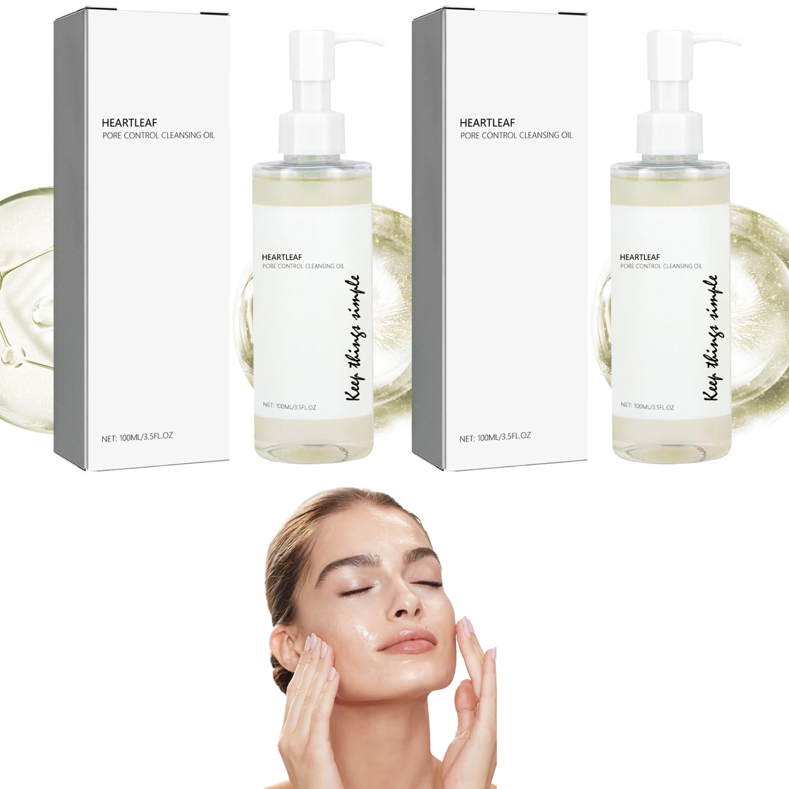 Nmbol Aceite Limpiador Coreano 100ml*2,Aceite limpiador facial coreano,Desmaquillante Bifásico,Gel Limpiador Facial Purificante Piel Grasa con Acné,Pore Espuma De Limpieza Profunda,Cruelty-Free