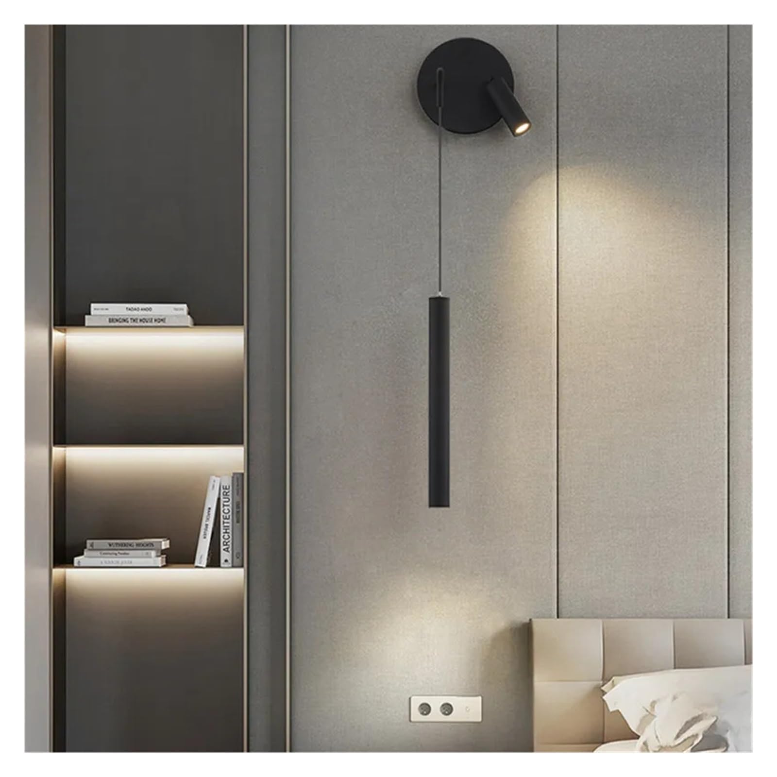 Lampka nocna kinkiet Nordic minimalistyczny salon tło kinkiet, lampa punktowa luksusowa LEDmodern sypialnia mała lampa wisząca,Oświetlenie obrazu(2700-3500K,B-Left)
