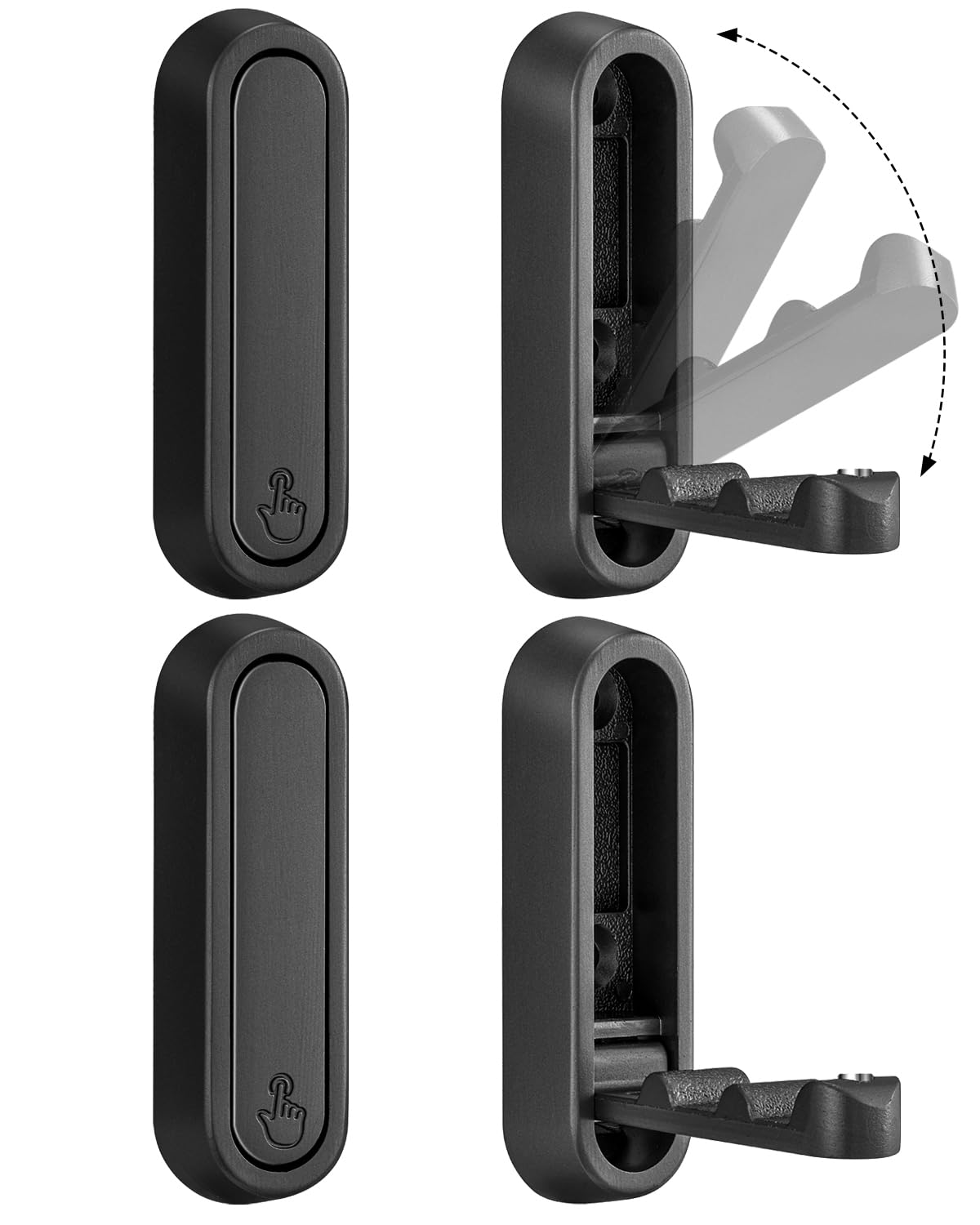 Folding Wall Hooks, 4PCS Foldable Coat Hooks, Heavy Duty Wall Mounted Metal Hooks for Hanging Coats, Scarves, Hats, Bags, Towels, Bathrobes, Keys, Space-Saving Hangers for Clothes (Black, 4PC)